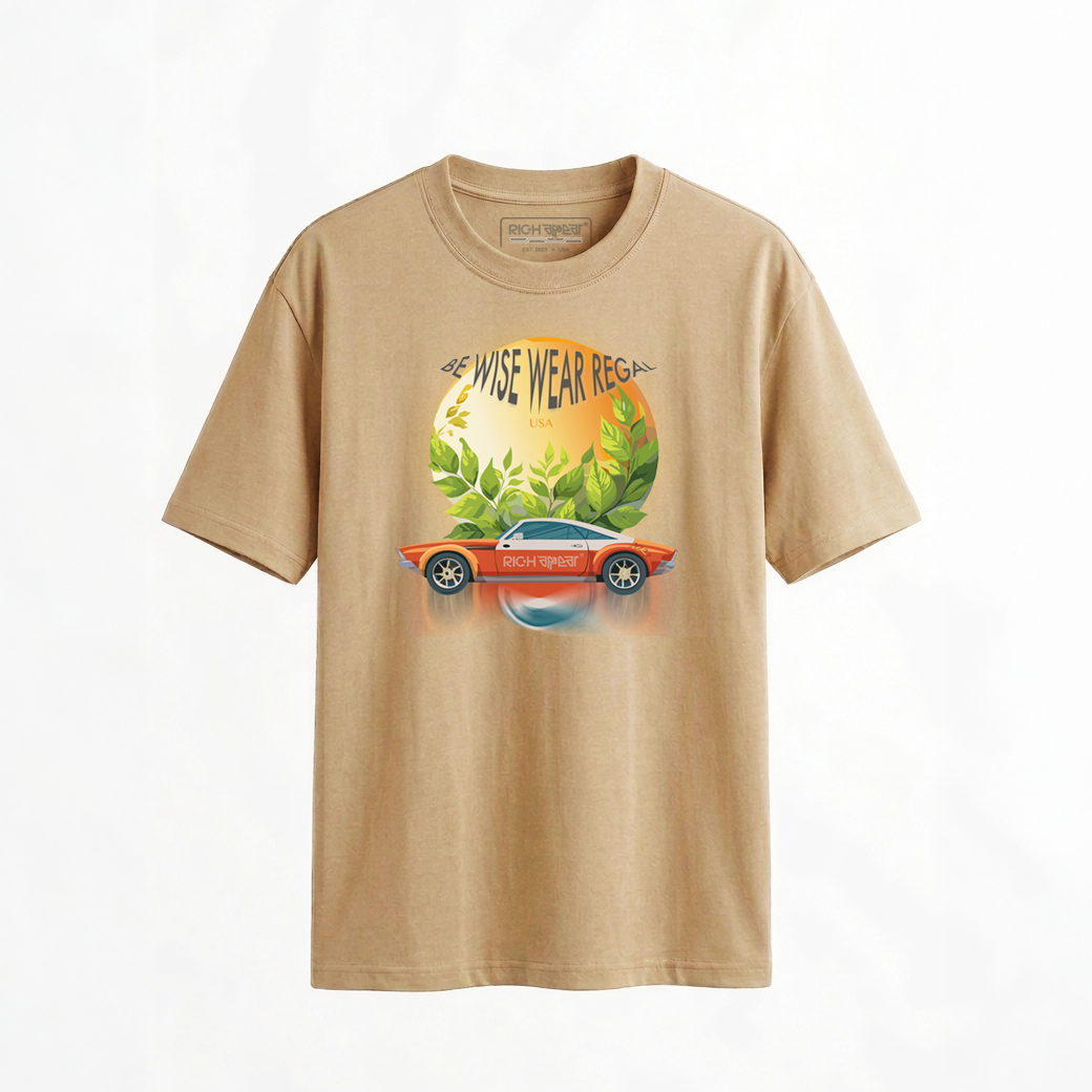 RIC.H APPEAR®️ OVERSIZED DESIGNER PRINT TEE CAR & SUN SIZE M