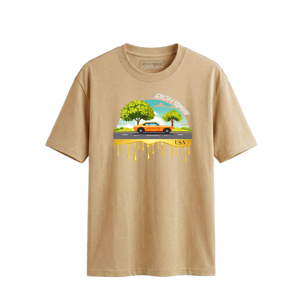 RIC.H APPEAR®️ OVERSIZED DESIGNER PRINT TEE CAR & SUN SIZE M