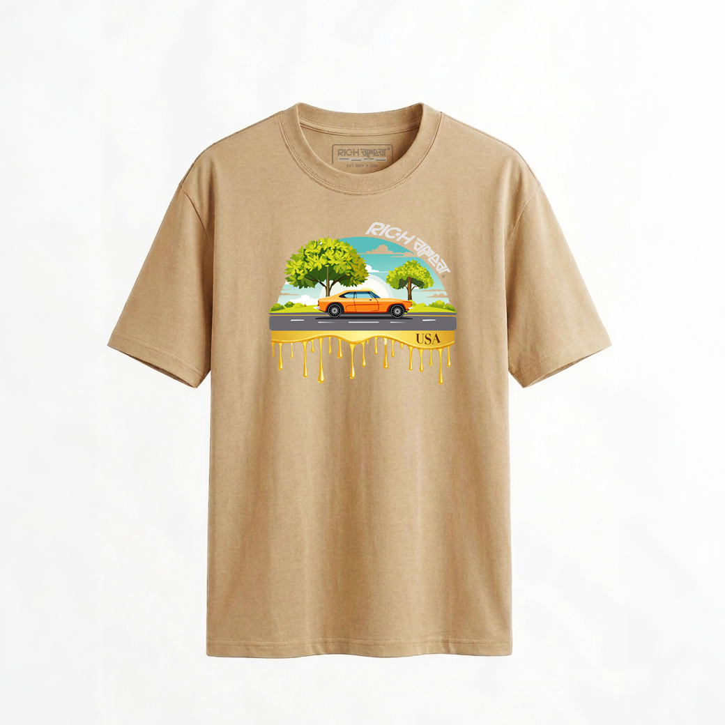 RIC.H APPEAR®️ OVERSIZED DESIGNER PRINT TEE CAR SUZE L