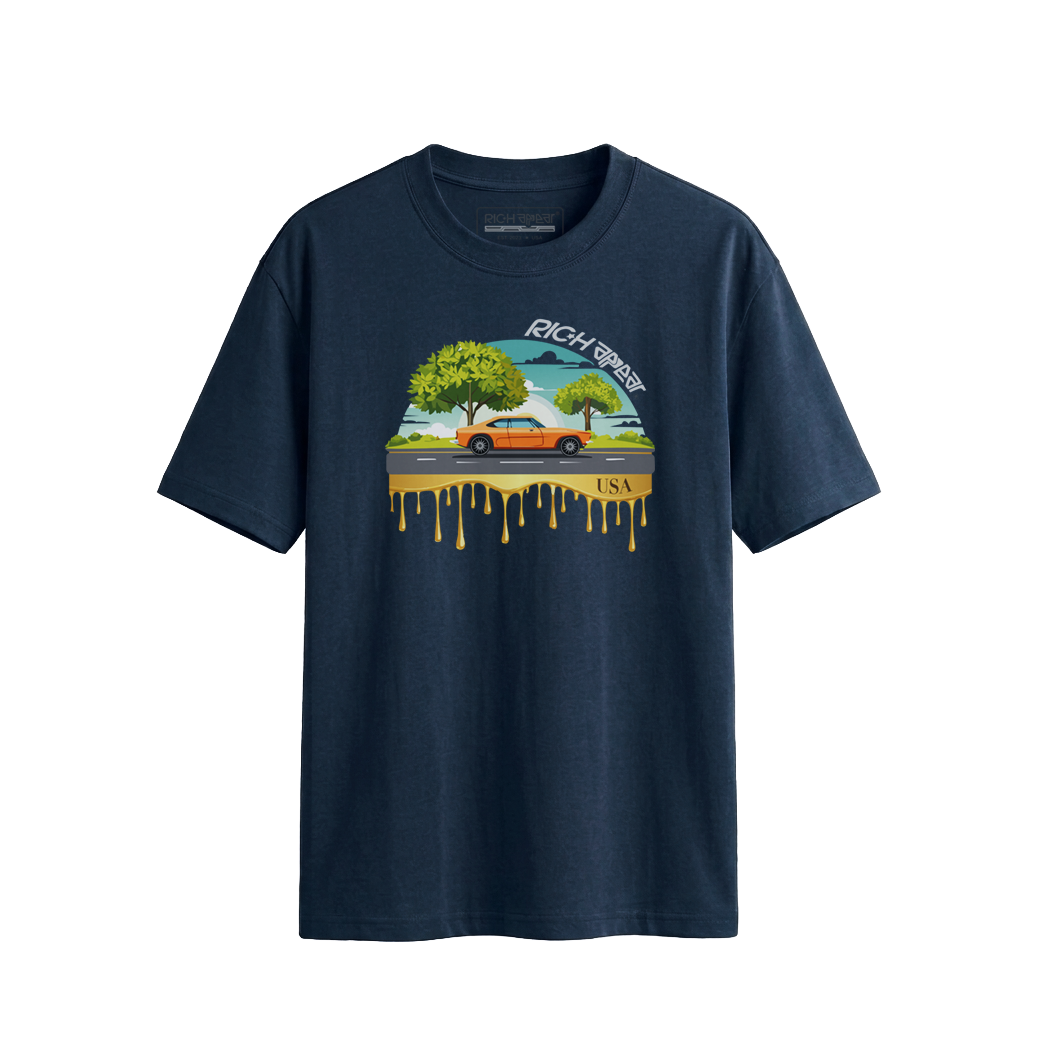 RIC.H APPEAR®️  Oversized Designer Print Tee Car SIZE-M
