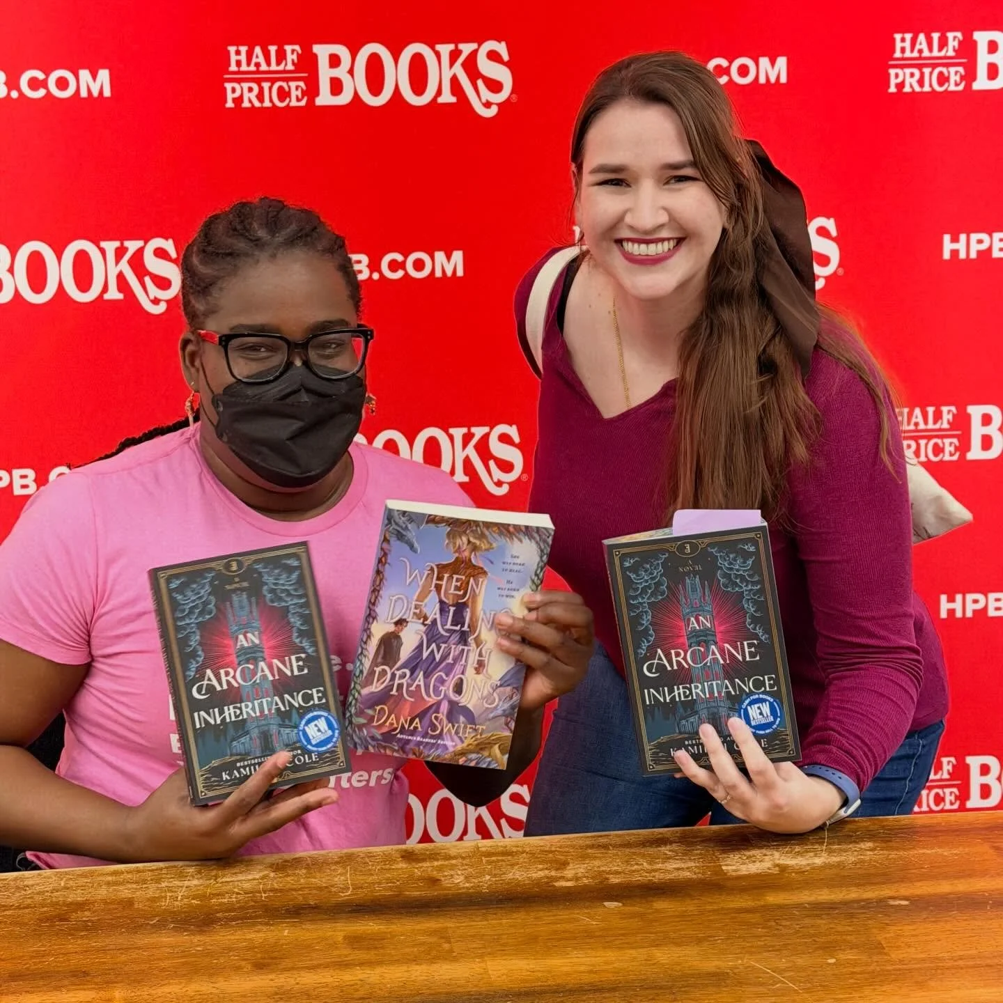 Got to attend @wordsiren launch event for AN ARCANE INHERITANCE at @halfpricebooks flagship tonight! Such a great event and even more lovely author! So excited about this book (and it&rsquo;s gorgeous!)!!! 

Also, got to give Kamilah an ARC of WHEN D