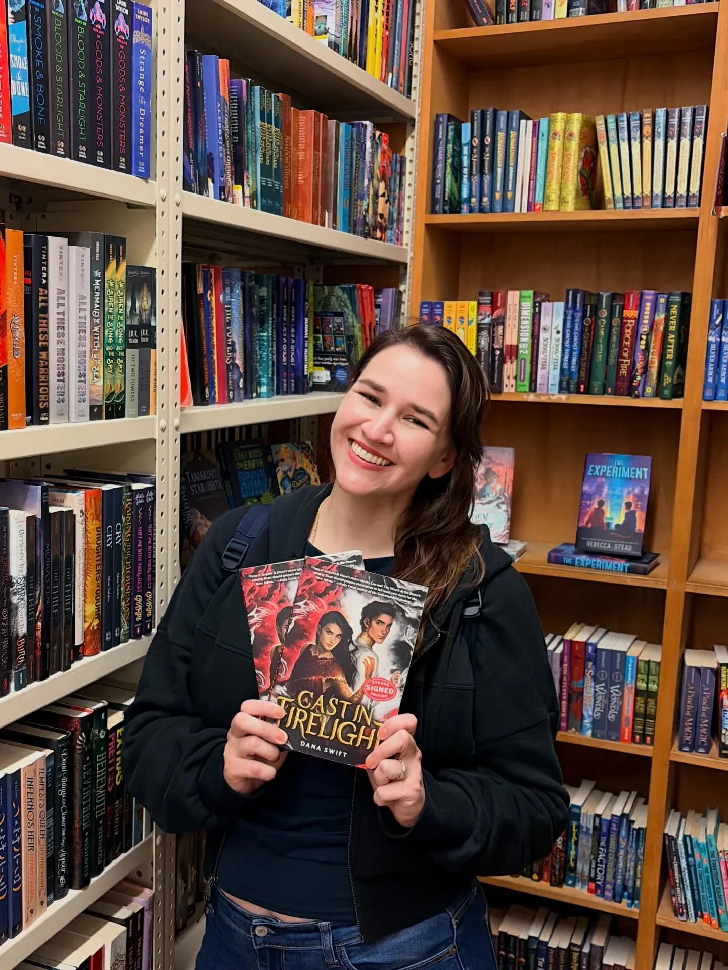 While in New York @andy.c.orange and I visited @strandbookstore and I was shocked and excited to find two copies of Cast in Firelight that I was able to sign! 

There aren&rsquo;t many copies of my debut in circulation anymore so if you have been wan
