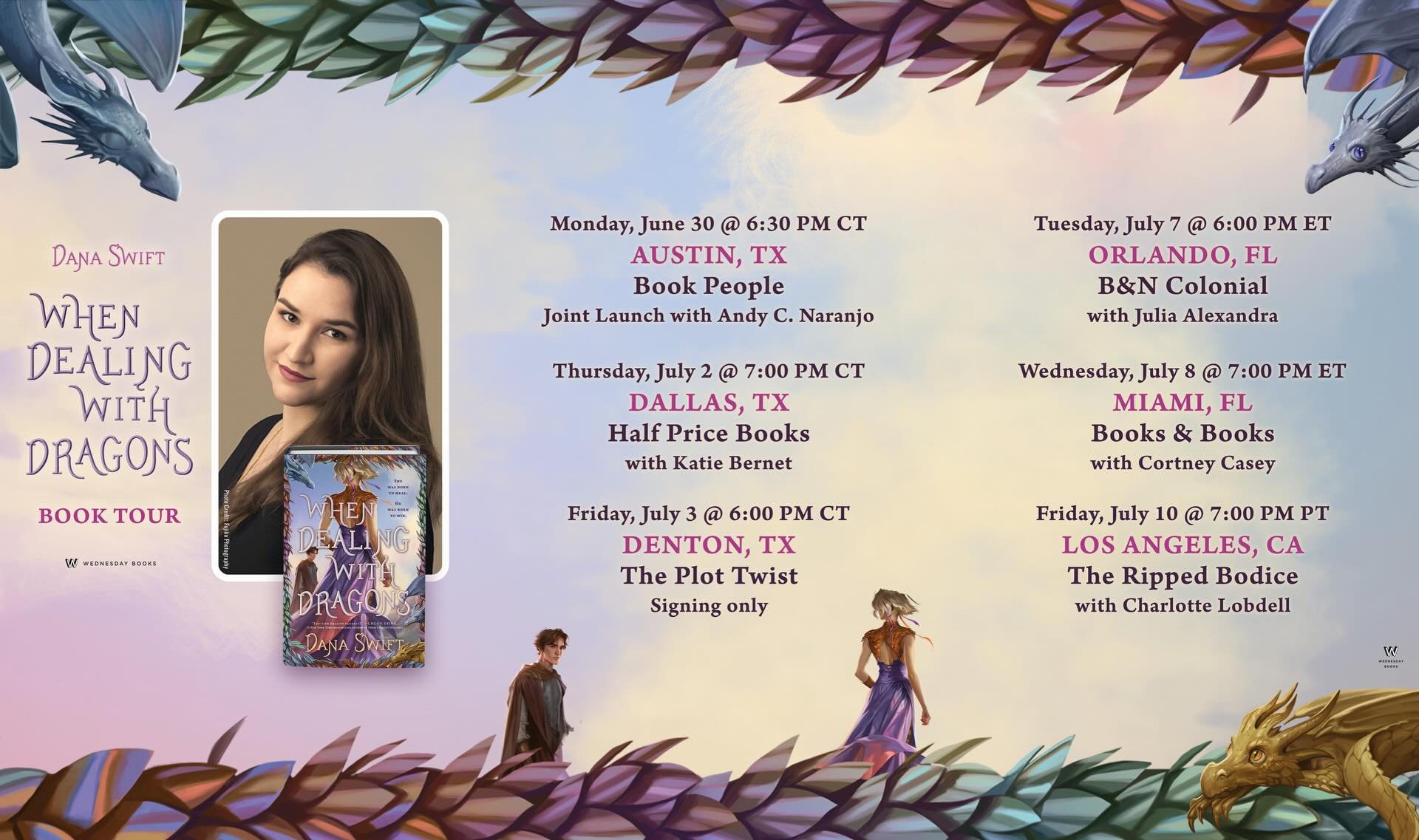 It&rsquo;s happening!!! I&rsquo;m so excited to announce all the bookstores I&rsquo;ll be going to in late June/early July for WHEN DEALING WITH DRAGONS&rsquo;s book tour! 

Some RSVP links are still on there way, but you can RSVP now to Austin&rsquo