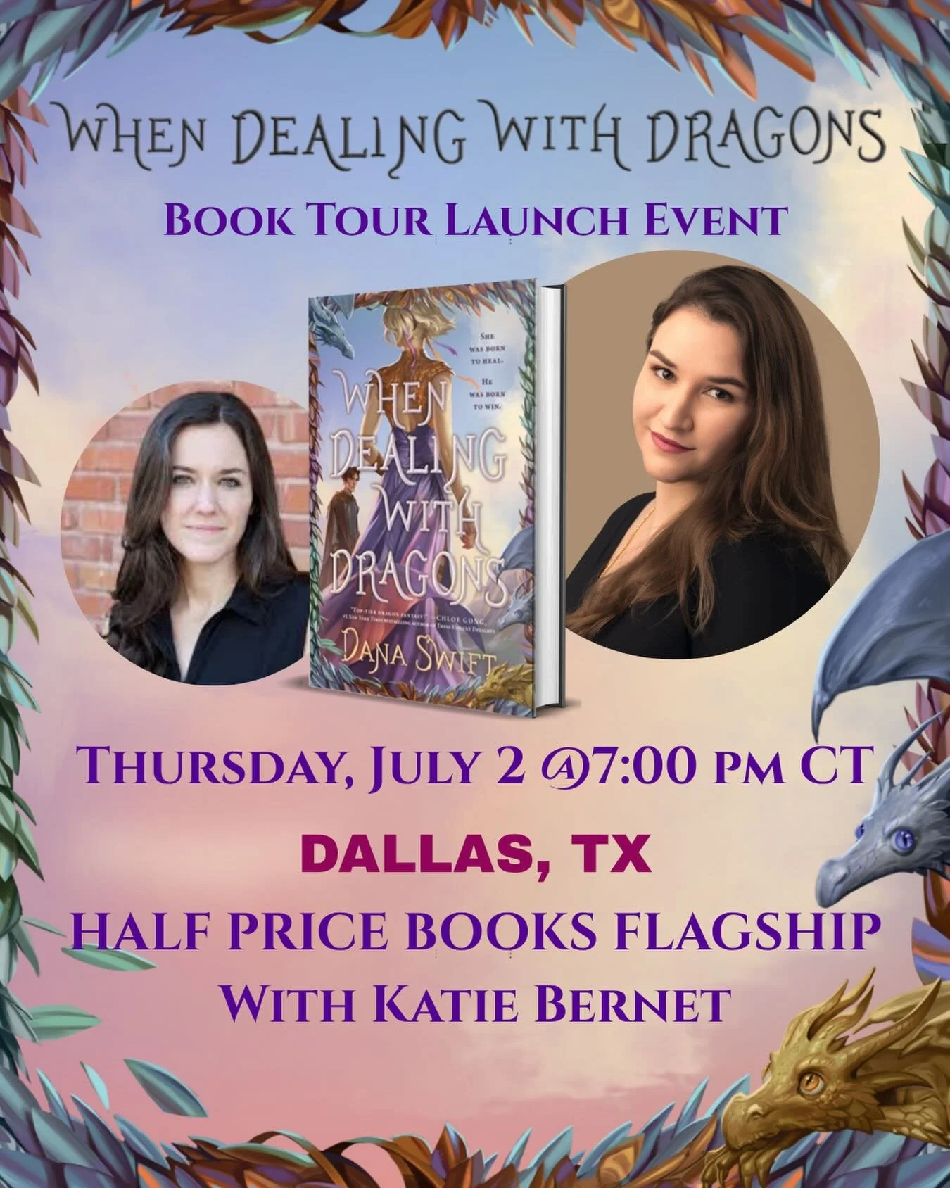 I don&rsquo;t think enough people know I&rsquo;m doing a launch event with one of my favorite people @katiebernet at one of my favorite places @halfpricebooks in exactly one month to celebrate the release of WHEN DEALING WITH DRAGONS! 

Where: Half P