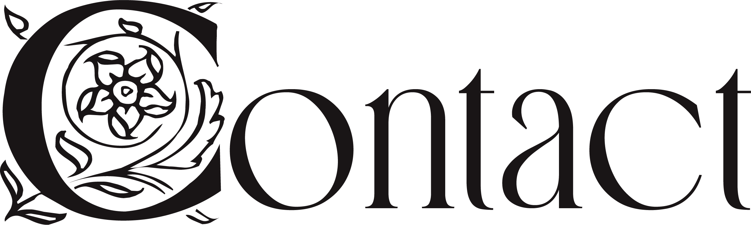 Black logo with ornate floral design and the word 'Contant' in elegant font.