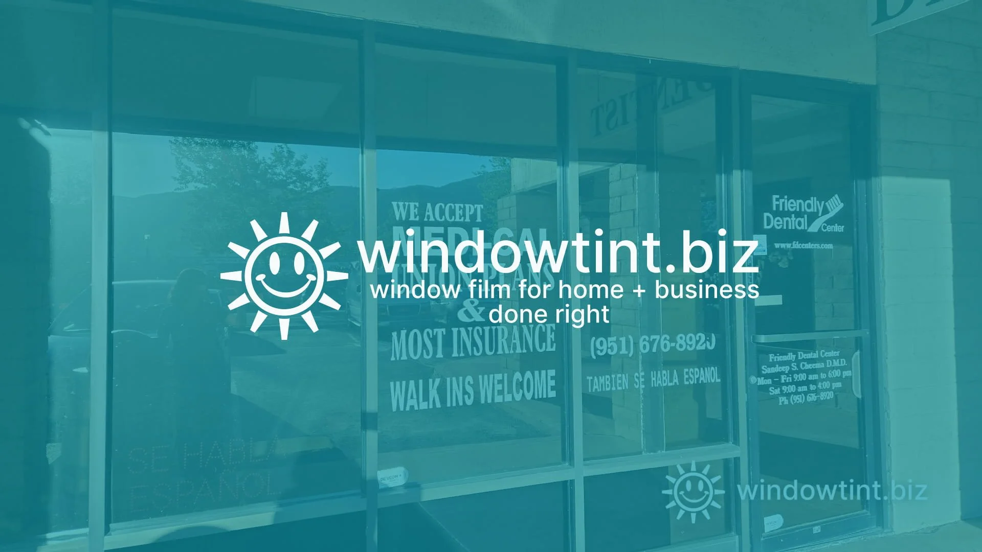 Dental office window film Temecula CA reducing front desk glare and waiting room heat from sunlight