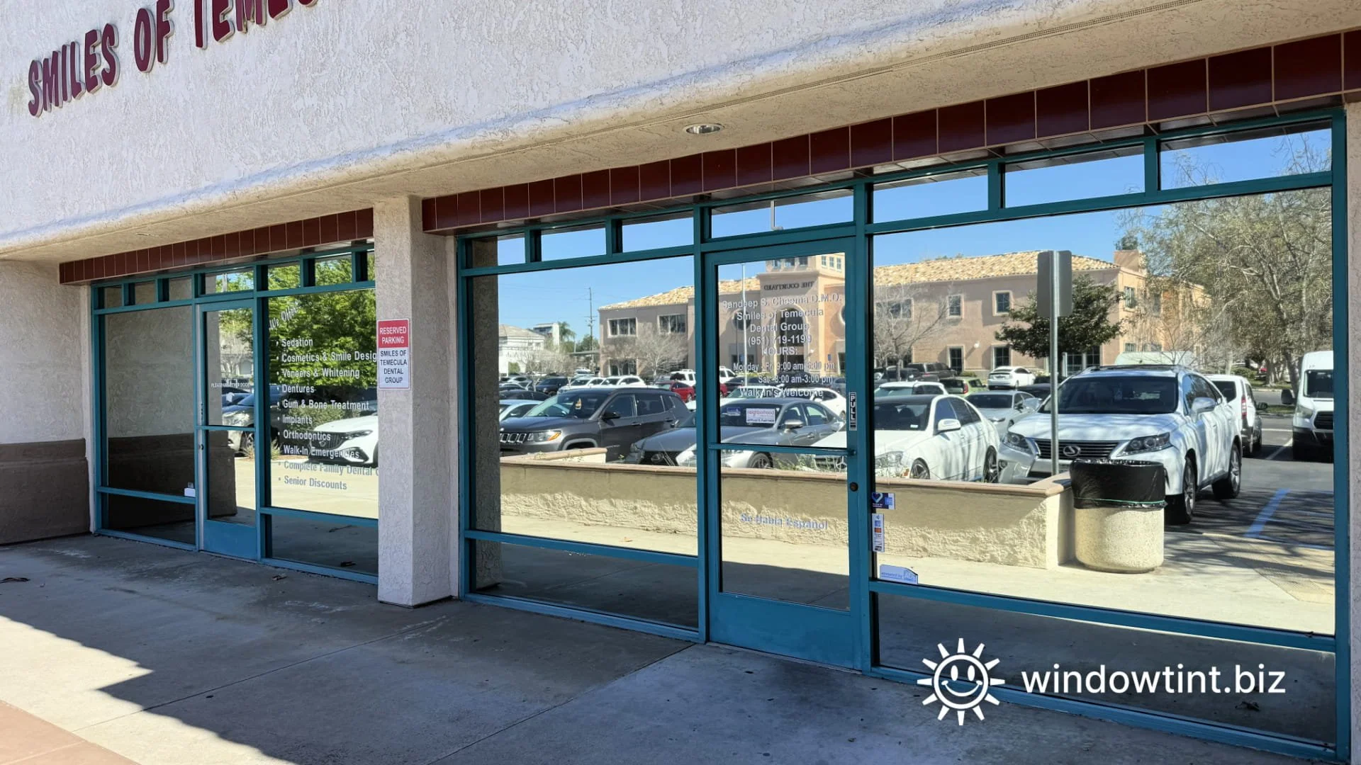 Dental Office Window Tint in Temecula, CA – One Way Mirror Film for Heat, Glare, and Daytime Privacy