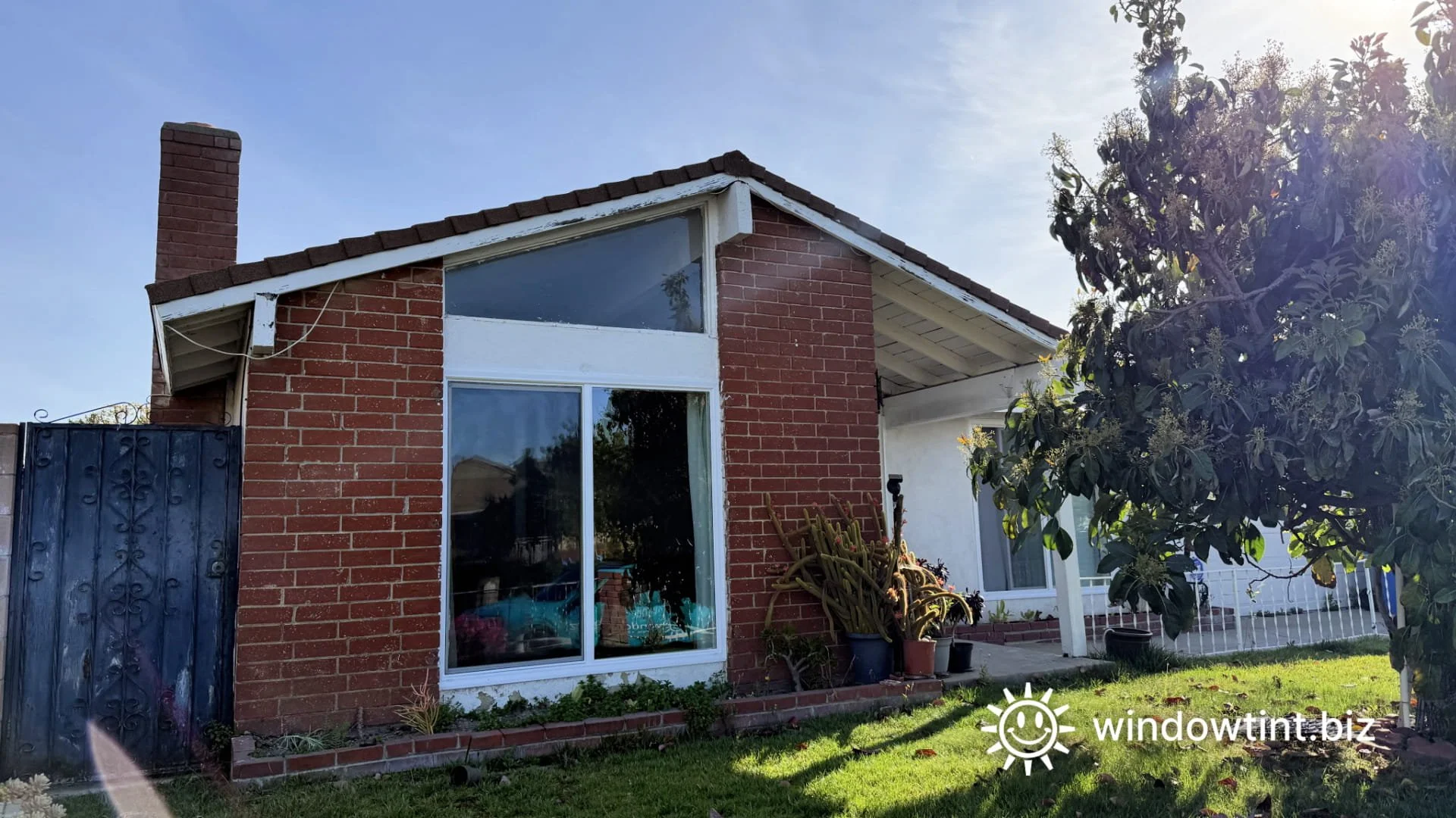 Residential window tint installation in Los Angeles CA on front home windows for privacy and heat reduction