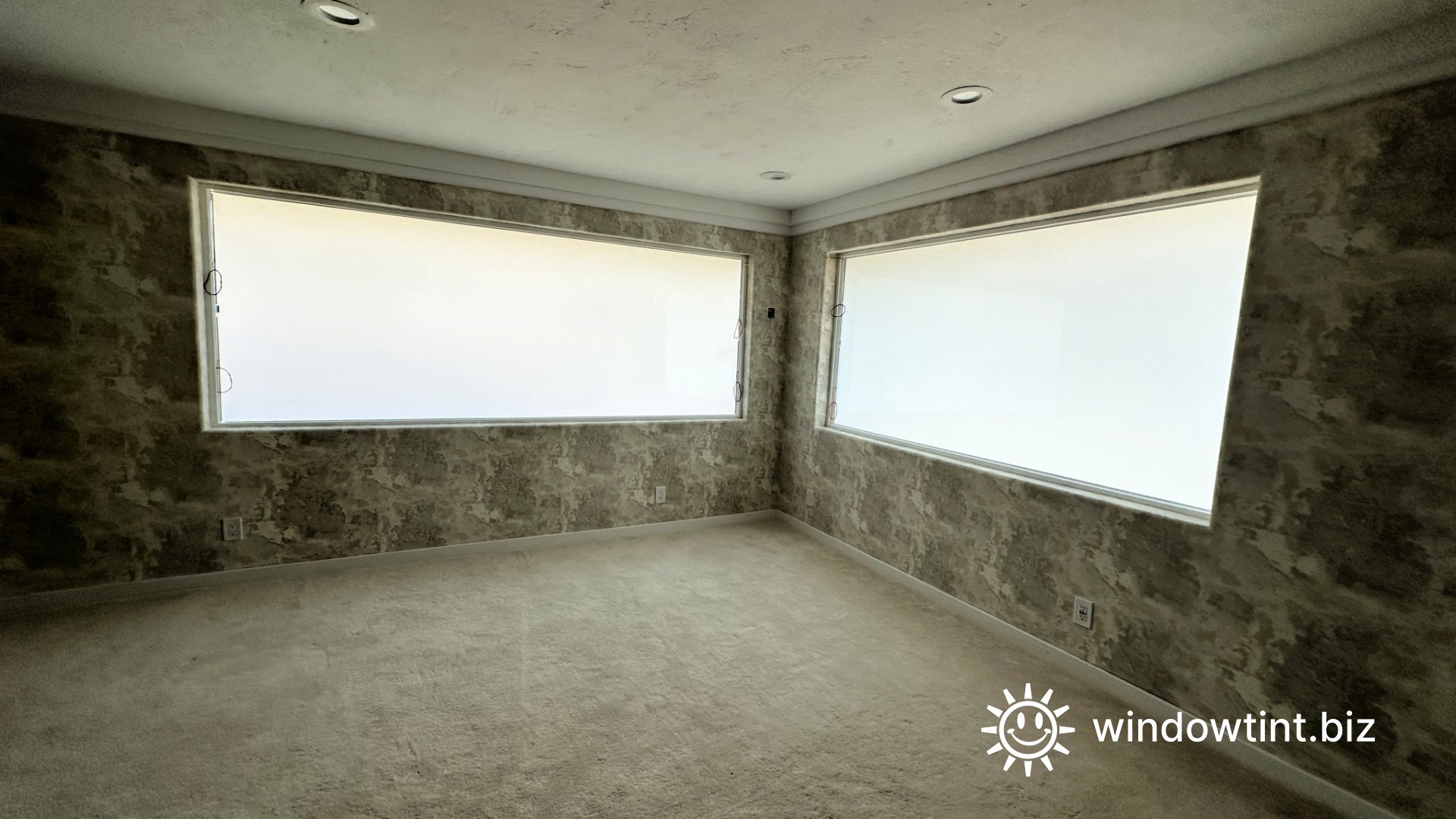 Smart tint privacy window film installed in a Beverly Hills home showing frosted switchable glass for residential privacy