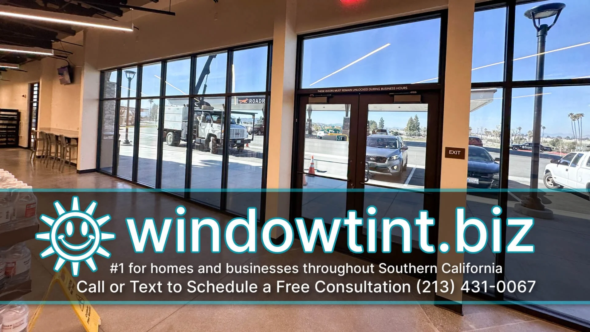 Interior view after dual reflective window film installation for heat and glare reduction