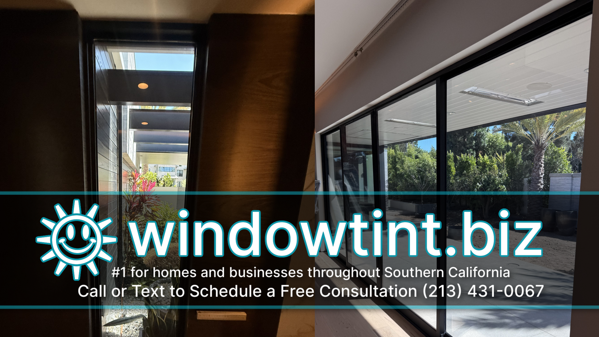 Heat-rejection window film installed on residential glass at a Newport Beach home