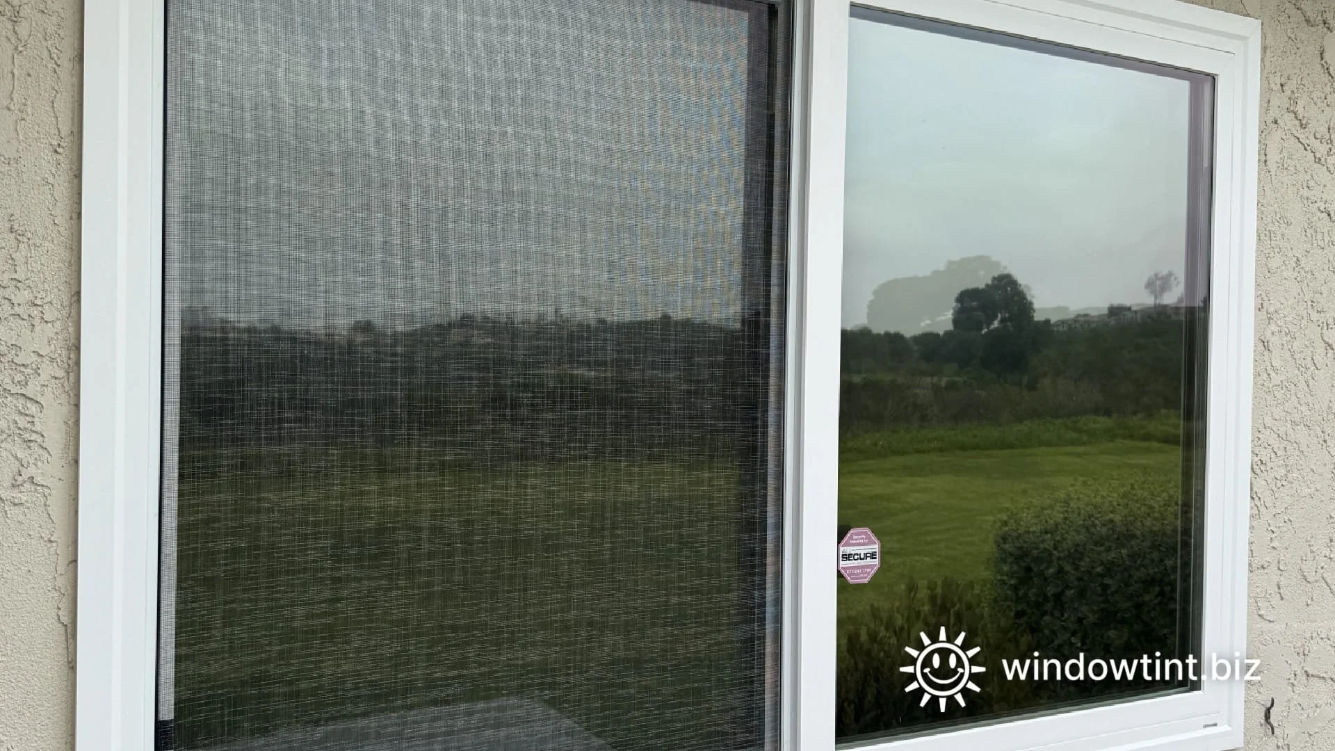 Sliding glass doors with home window tint installed in Oceanside, CA for heat reduction and privacy.