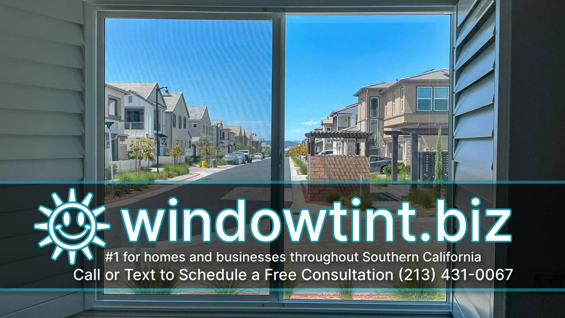 Interior view through tinted windows after residential window film installation in Temecula