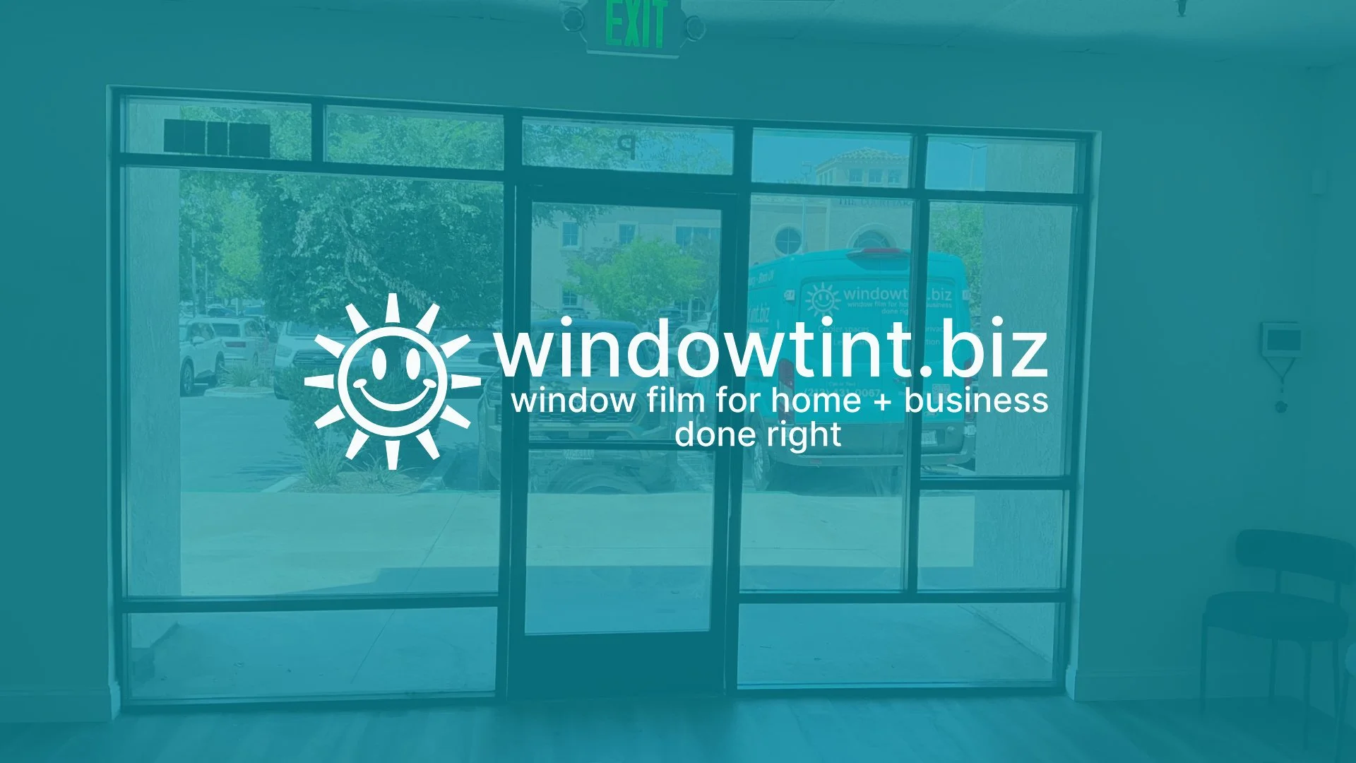 Full storefront glass tinting project in Temecula CA 92590 for daytime privacy glare reduction and commercial window film installation