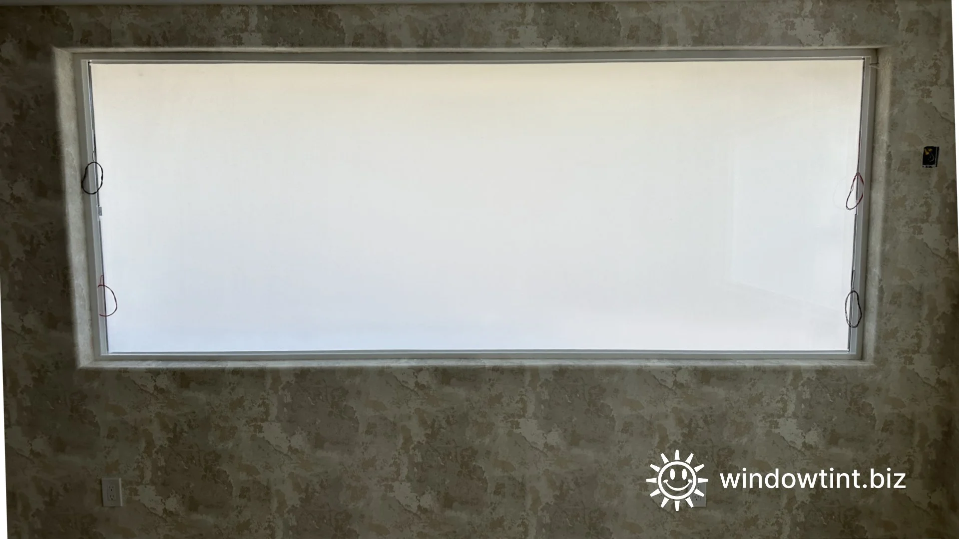 Switchable privacy window film for residential windows that changes from frosted to clear when powered on