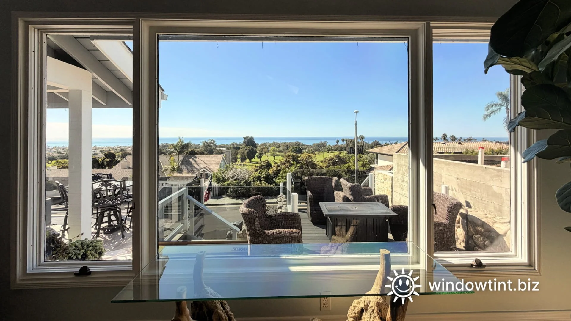 interior home with large windows and natural light showing heat and glare from west facing windows in San Clemente