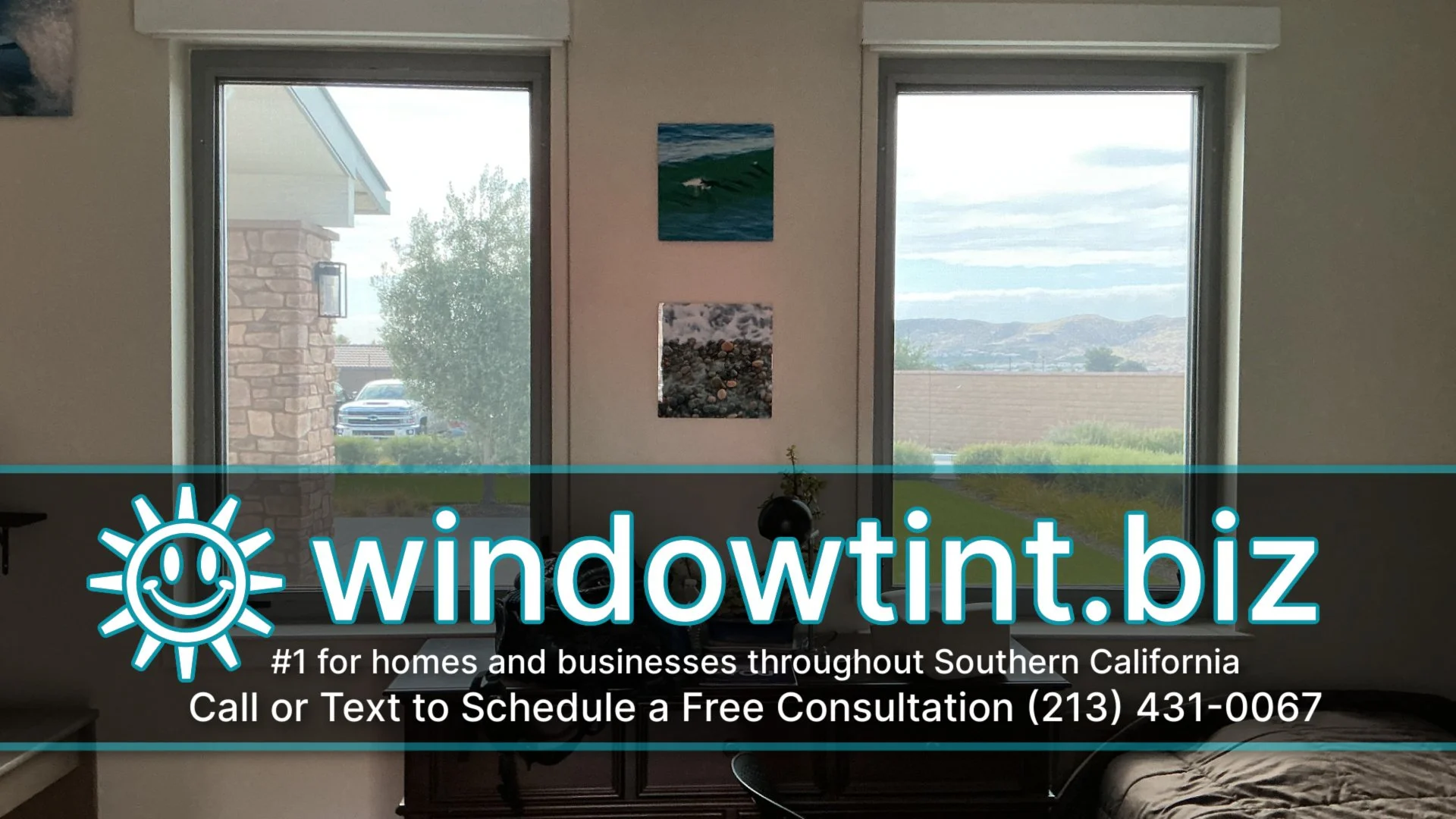 view looking from the inside out after installing window film for privacy and heat