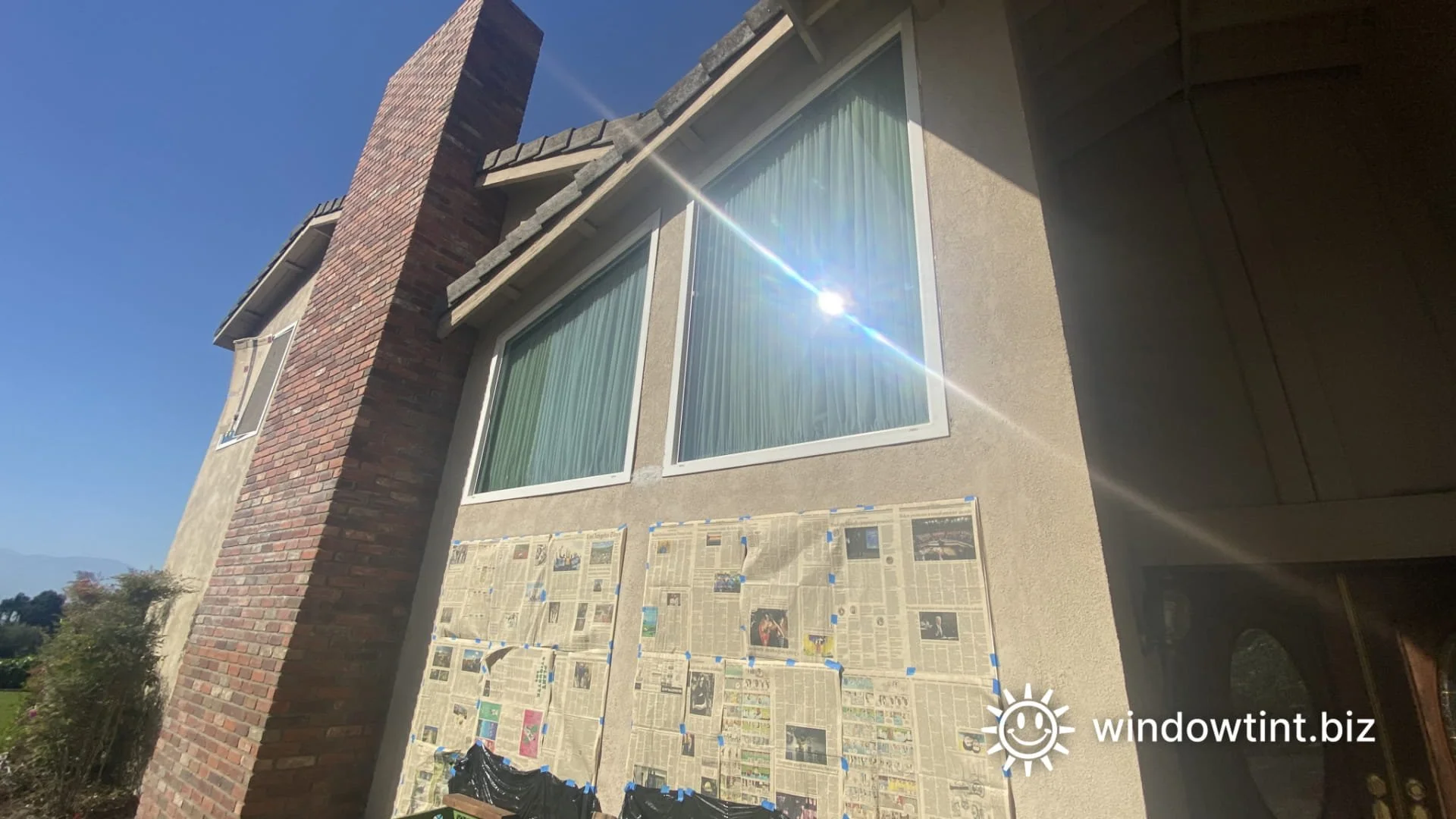 Low E window reflection causing synthetic turf melting in a Temecula CA residential yard