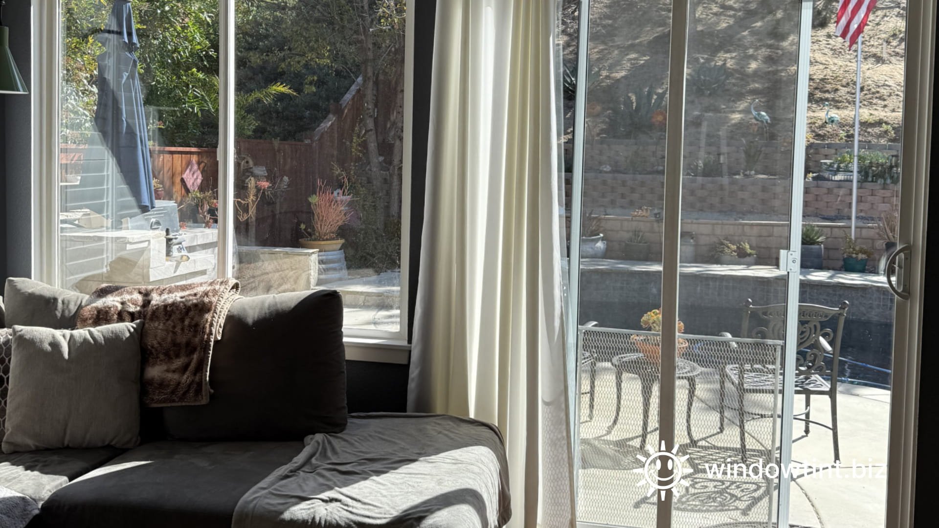 Clear home window tint in Temecula California improving comfort by reducing sun heat and glare inside the home