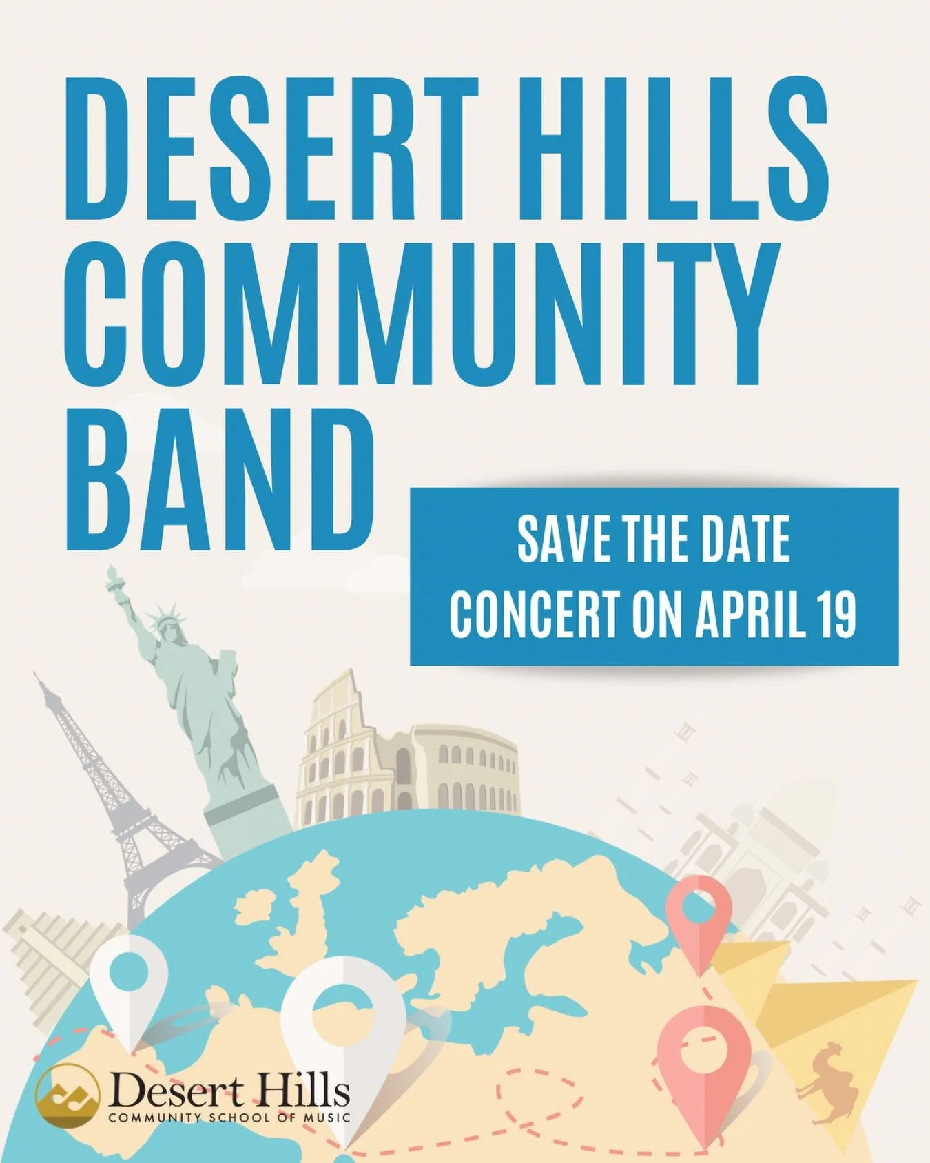 Celebrate our country&rsquo;s 250th anniversary with music from the cultures that have come together to make America what it is today! With musical selections from Spain, Germany, England, Ireland, India, and more, the Desert Hills Community Band wil