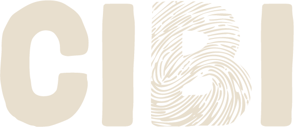 The word 'CIBI' in large font, with the last letter stylized to resemble a fingerprint.