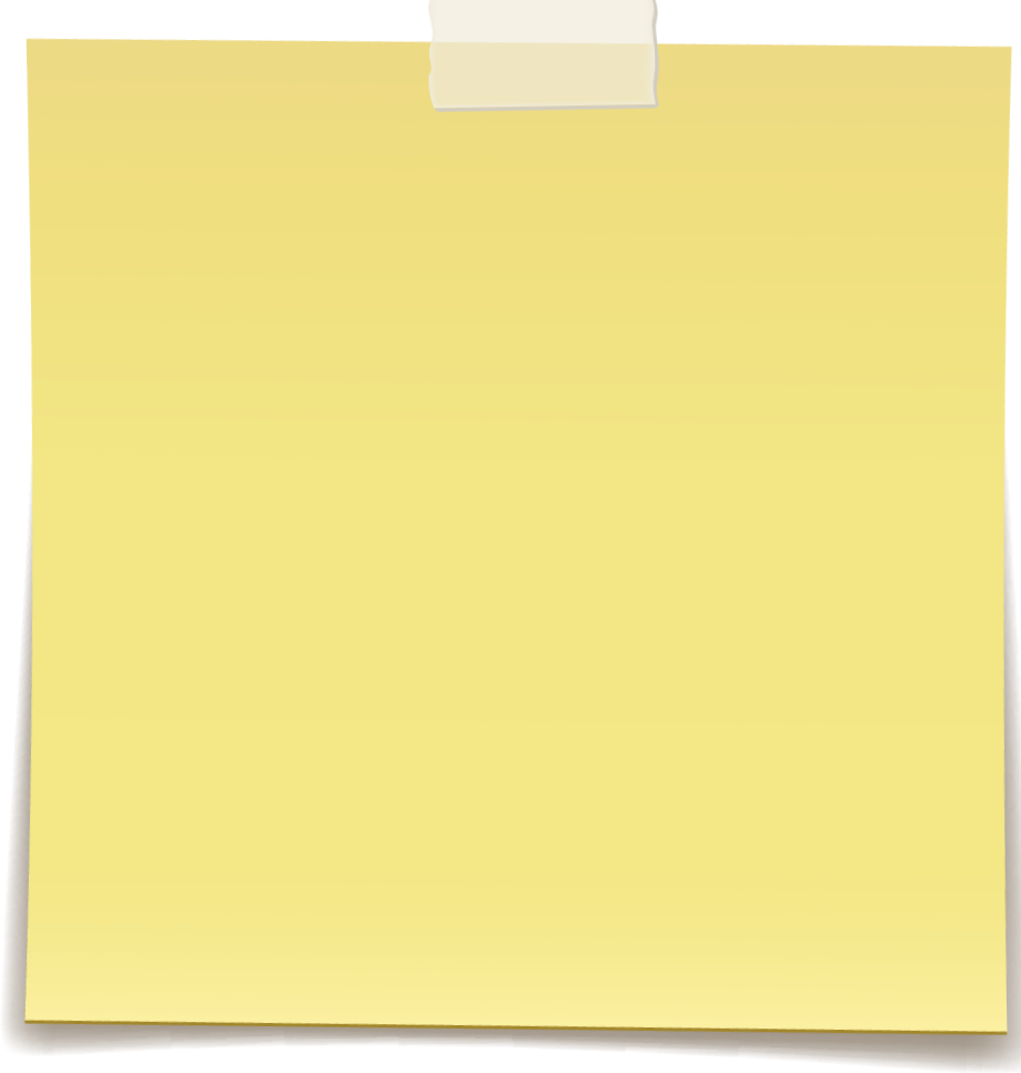 A yellow sticky note attached to a surface with clear adhesive tape at the top. The note appears blank and is the main focus of the image.