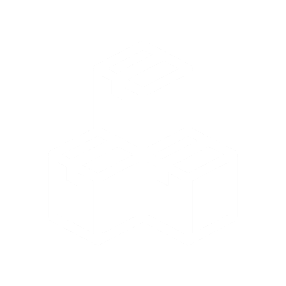 Three stacked sugar cubes in white outline on black background.