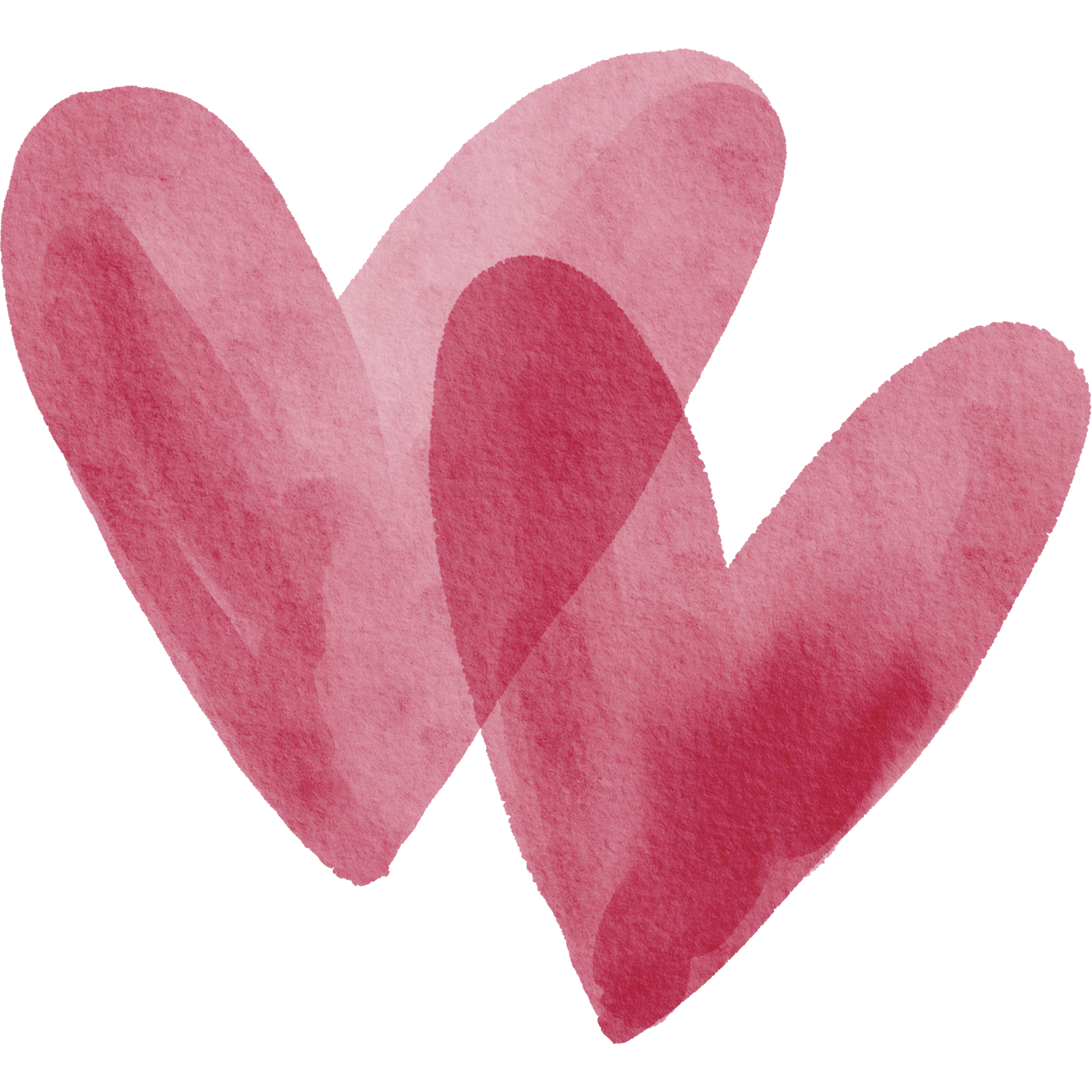 Two overlapping pink watercolor hearts.