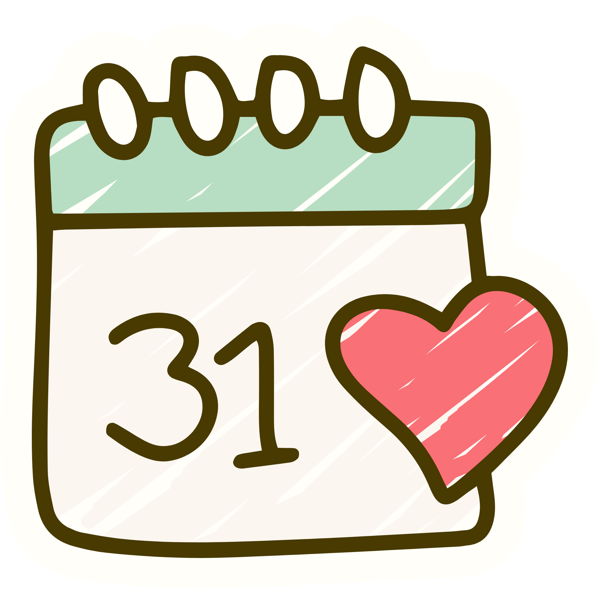 A calendar page showing the date of March 31st with a red heart attached to the side.