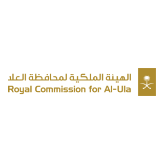 Logo of the Royal Commission for Al-Ula with Arabic and English text.