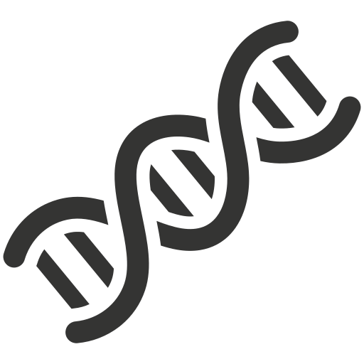 Black and white illustration of a DNA double helix strand.