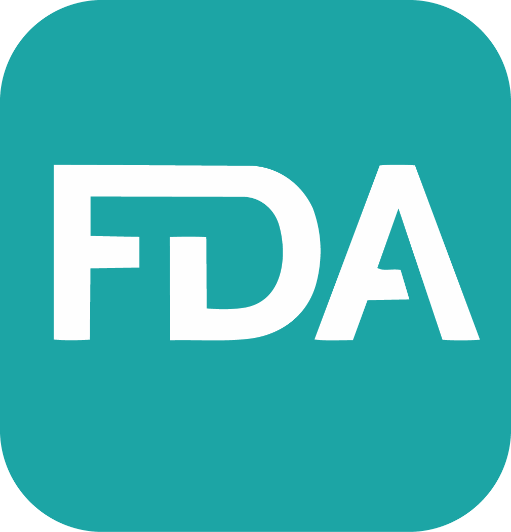FDA logo in white on a teal background with rounded corners.