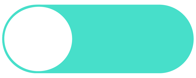 Illustration of a teal pill capsule with a white circular section on the left side.