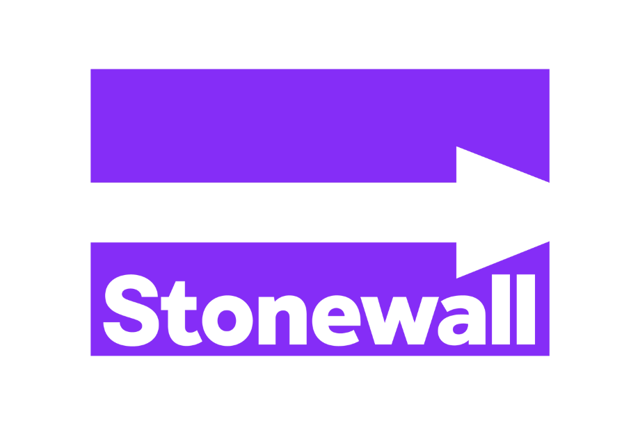 Purple logo with a white arrow pointing to the right and the word 'Stonewall' written beneath it.