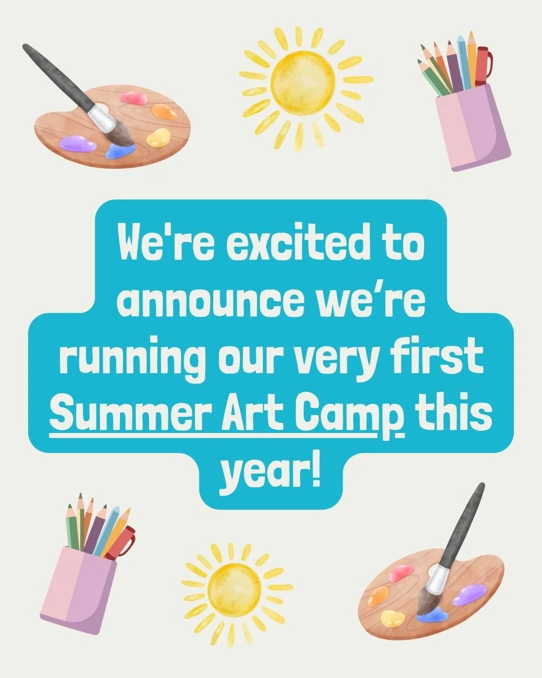 Very excited to announce that we're running our first Summer Art camp this year! ☀️We will only be running the one camp this year as it's our first time. 

Our camp is ready to book today on our website - paint2thepeople.com (or visit our booking LIN