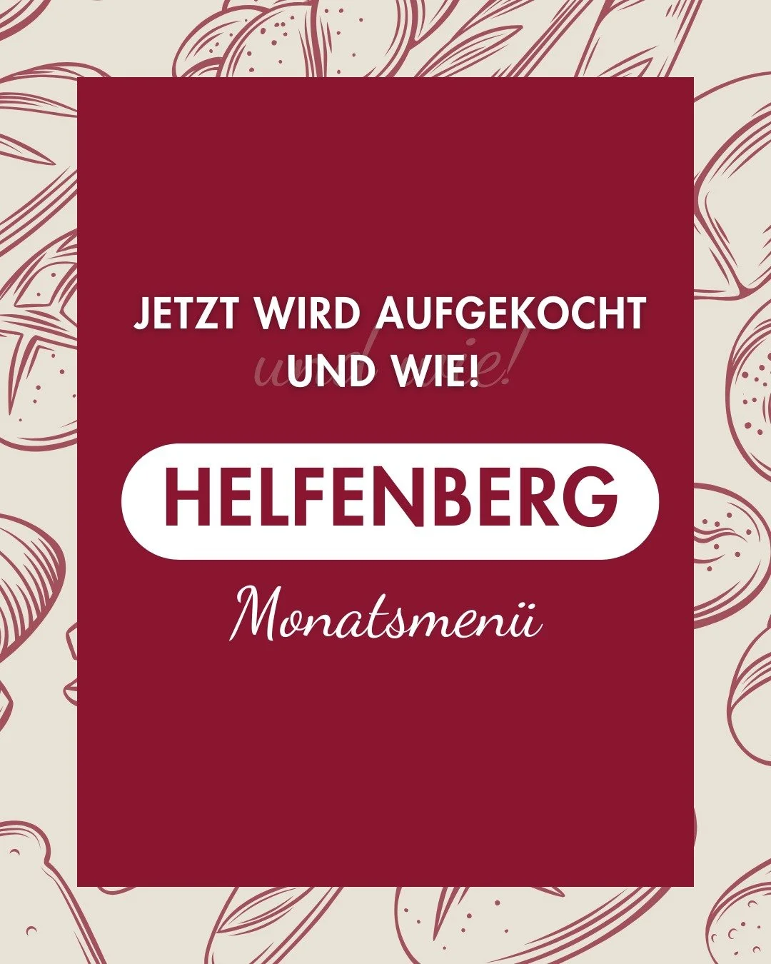Helfenberg &ndash; unsere Fixtermine im Monat📅 

Jeden Dienstag:

🍕 1. Dienstag: Pizza
🍲 2. Dienstag: Rindsgulasch
🍖 3. Dienstag: Ripperl
🍔 4. Dienstag: Burger

11:00&ndash;17:00 Uhr 📞 Vorbestellen is a guade Idee! 🥡 Auch zum Mitnehmen