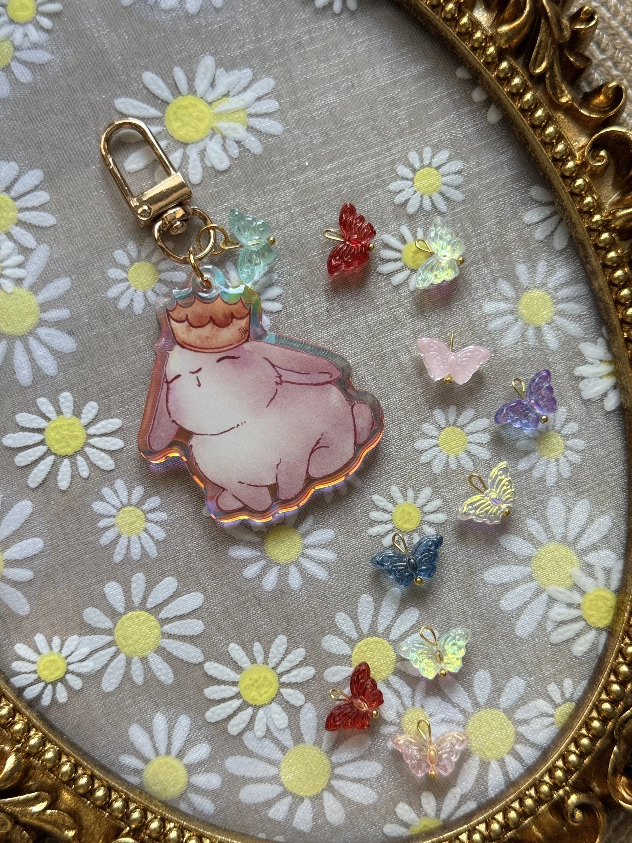 Bunny Crown Holo-epoxy Keychain