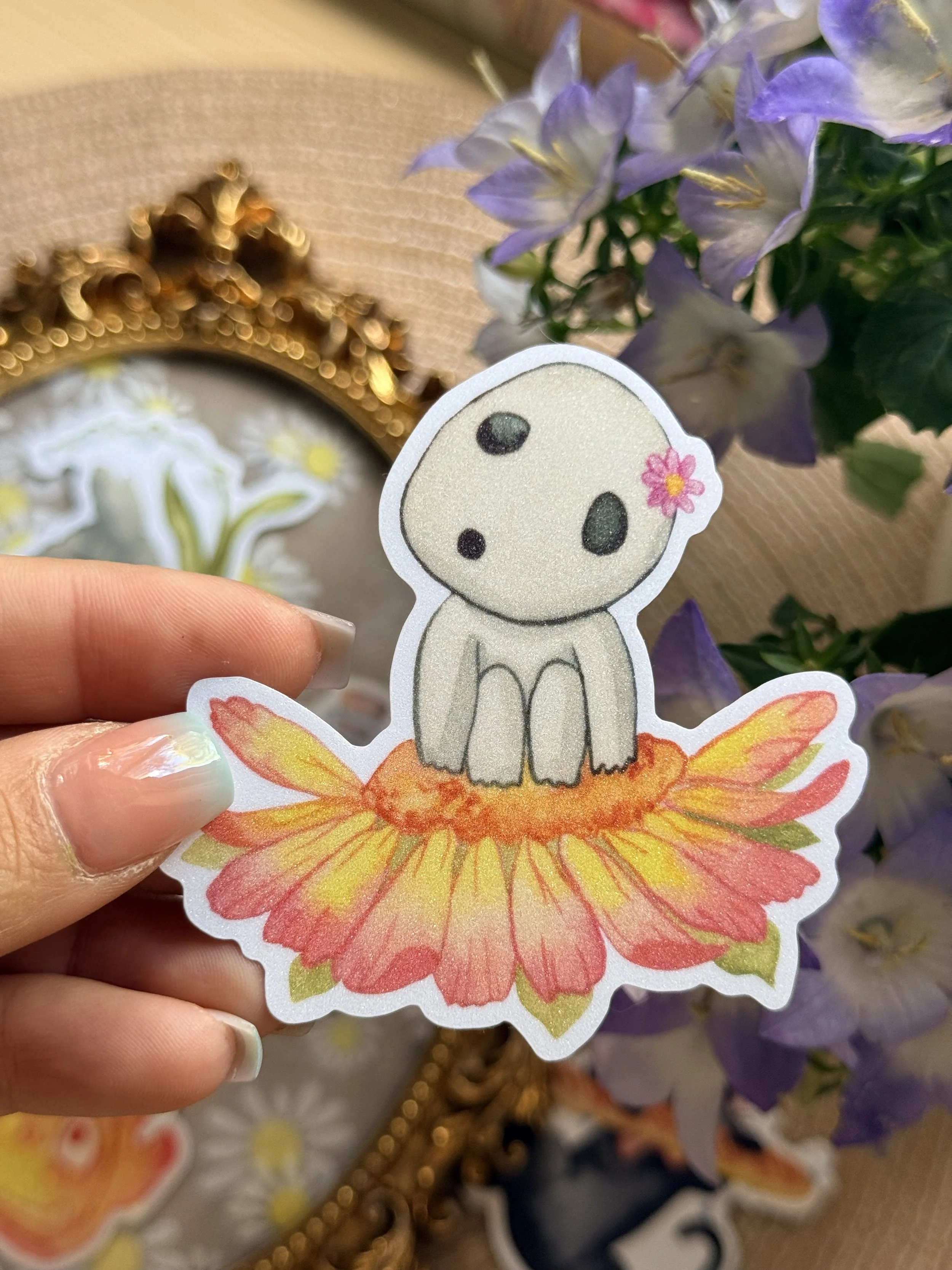 Kodama's Flower Sand-glitter Sticker