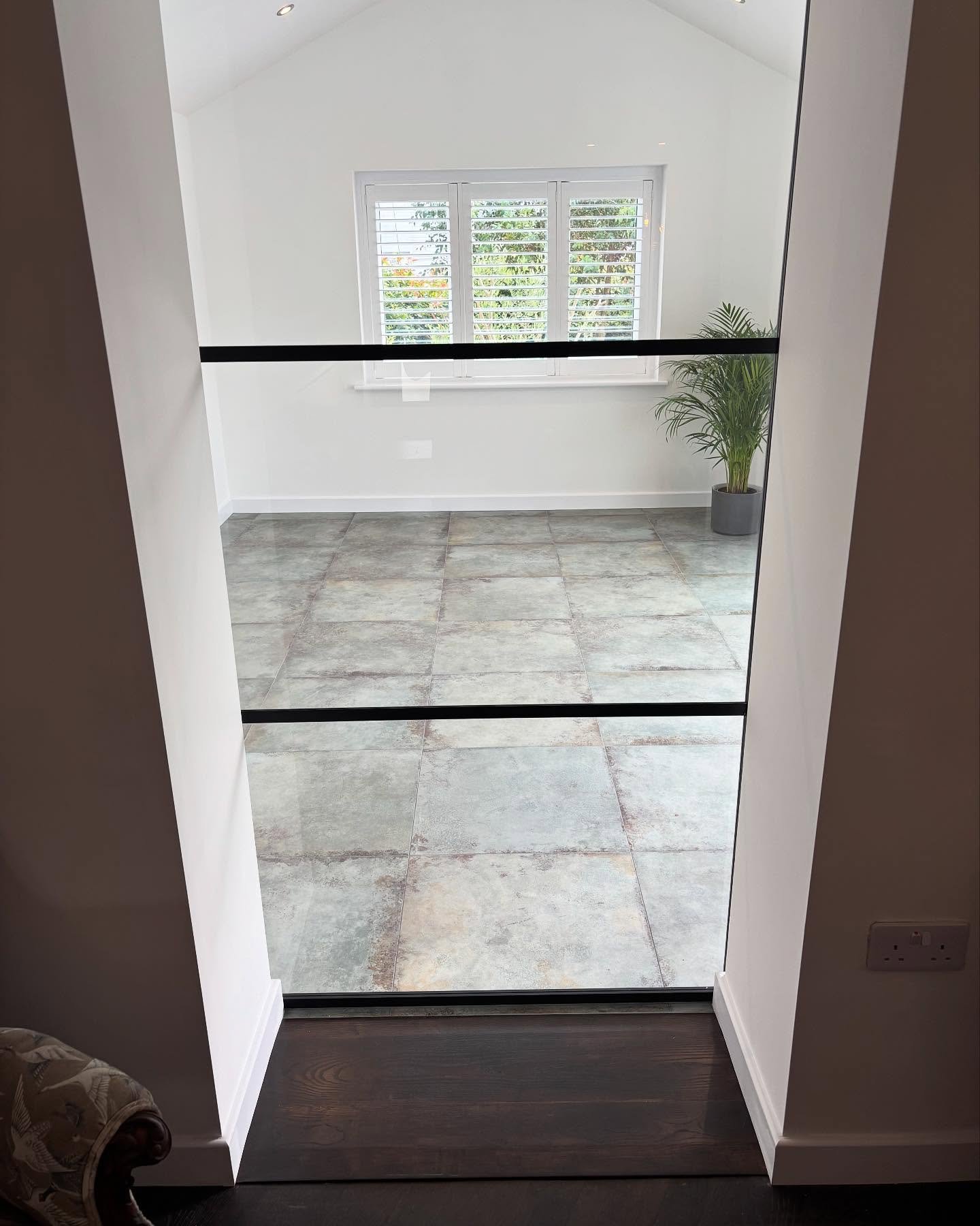 Detail of newly laid floor in a new extension build in Cornwall