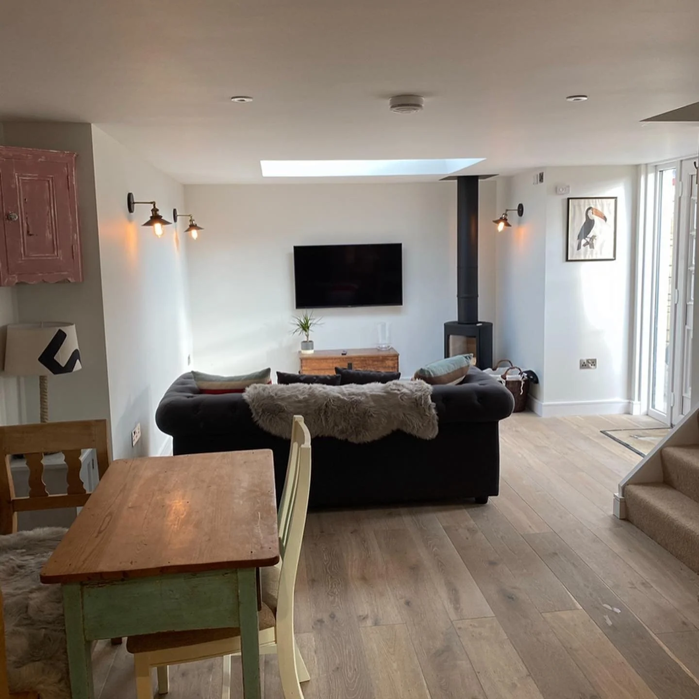 Renovation and extension offers additional space for sofa and log burner