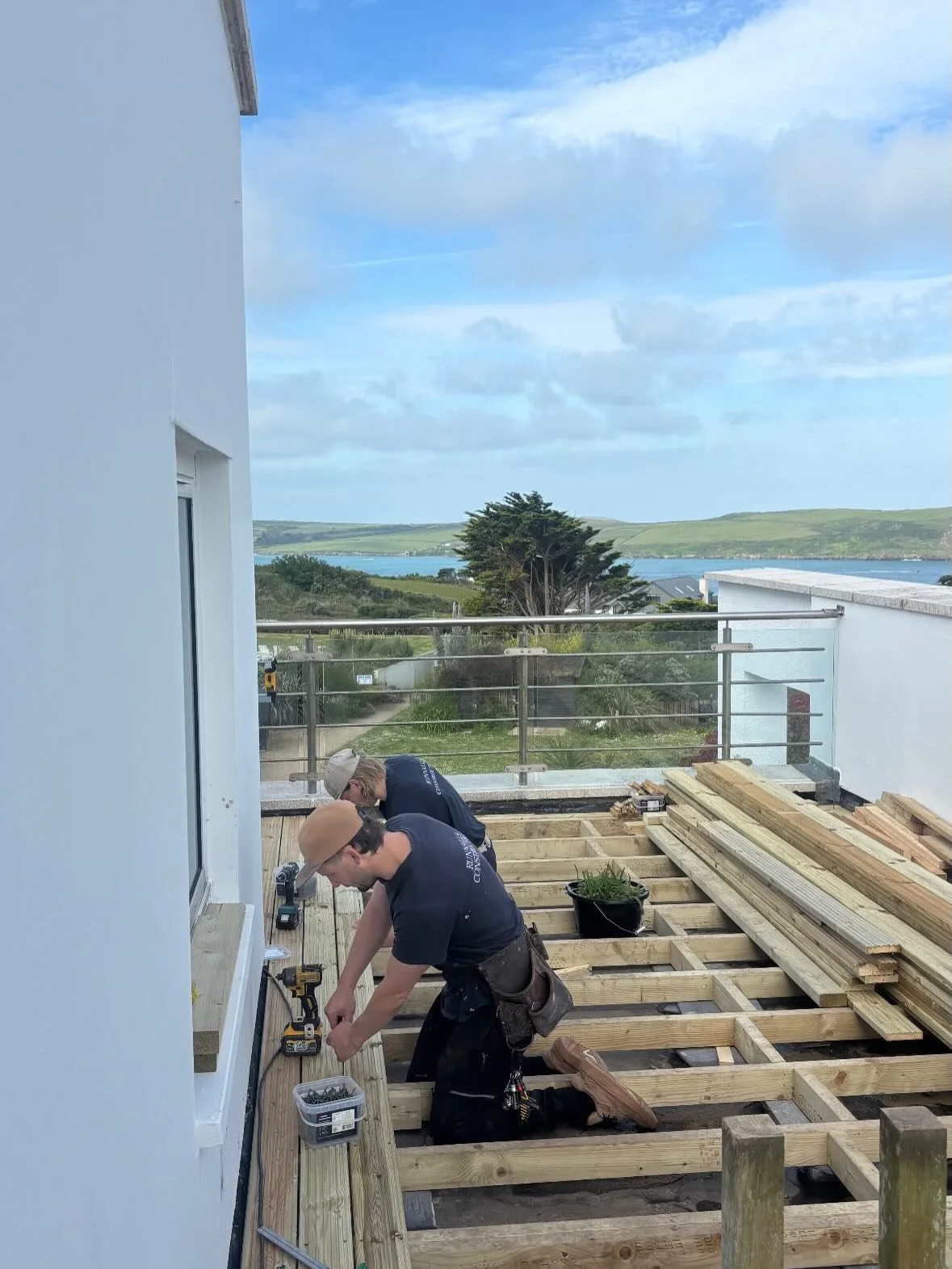 A few smaller jobs a long side the big build .

New deck at st moritz hotel 

Gable clad in millboard weatherboards 

Austrian larch fence

A small garden studio still in progress .