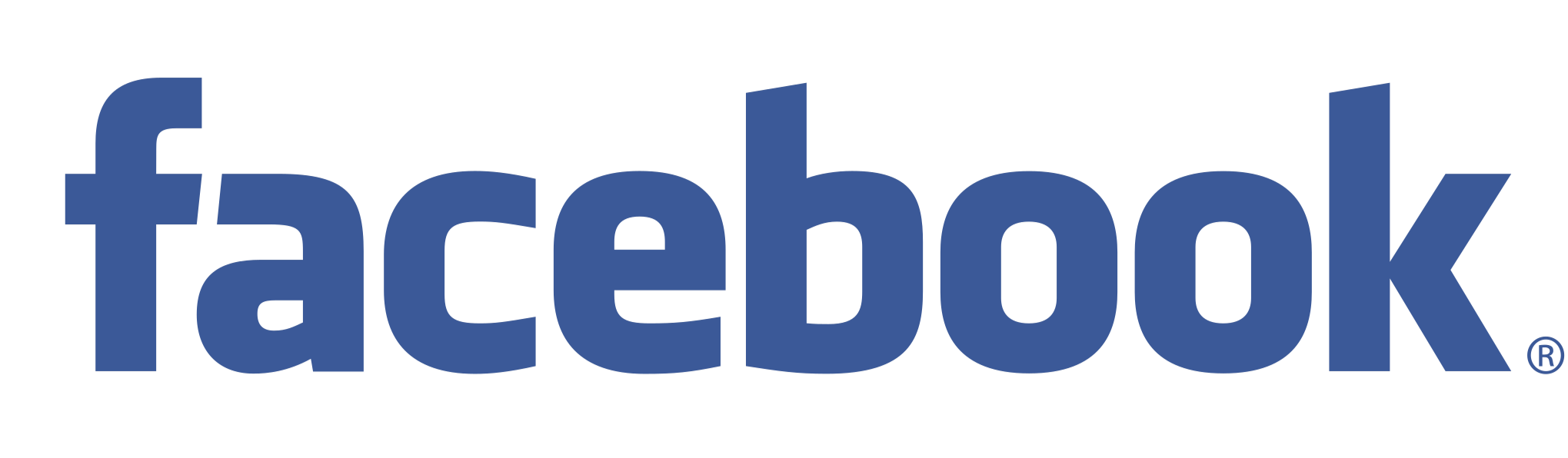 Het Facebook-logo in blauwe letters.