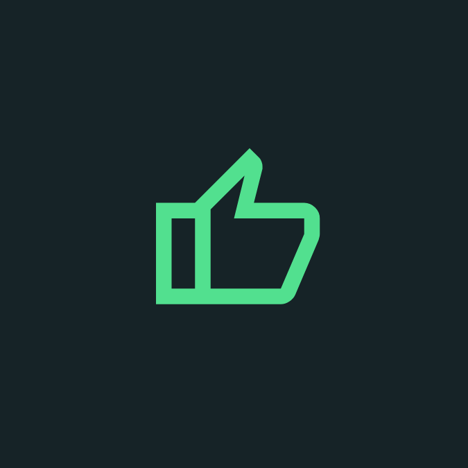 Green thumbs-up icon on a dark background