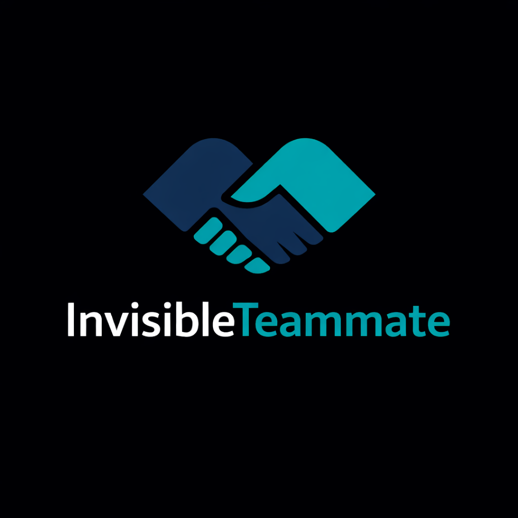 Logo mit zwei Hand-Schlägen, die sich greifen, und dem Text 'InvisibleTeammate' darunter