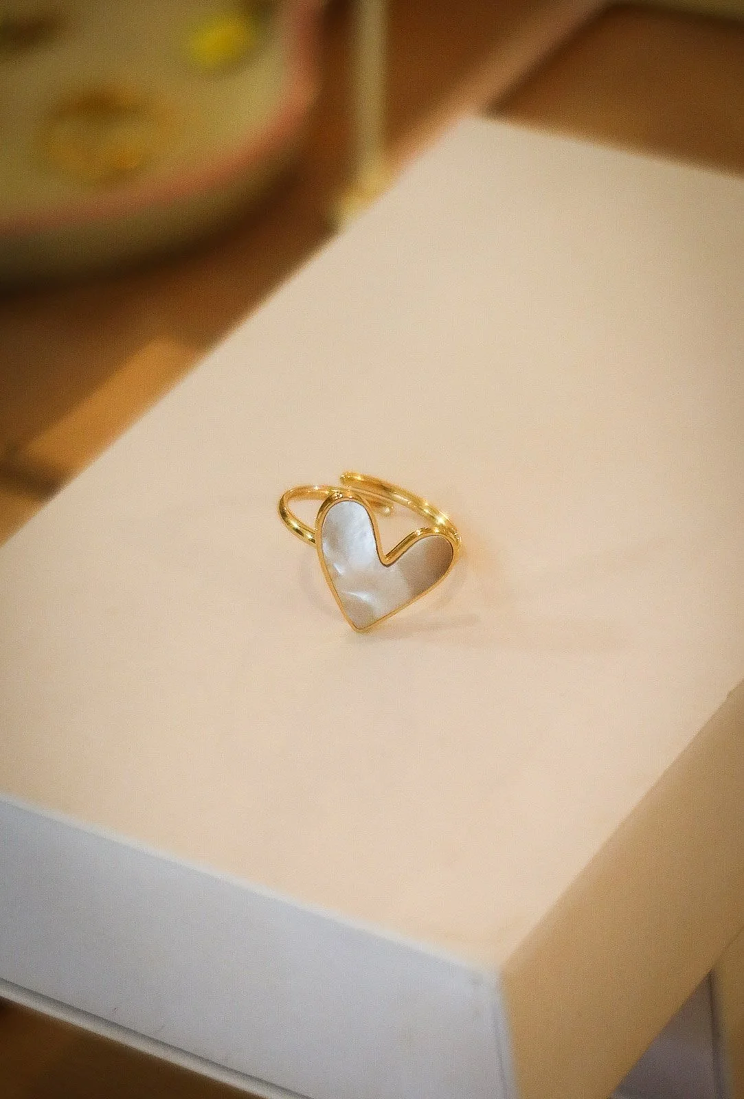 Bague cœur coloré en acier inoxydable