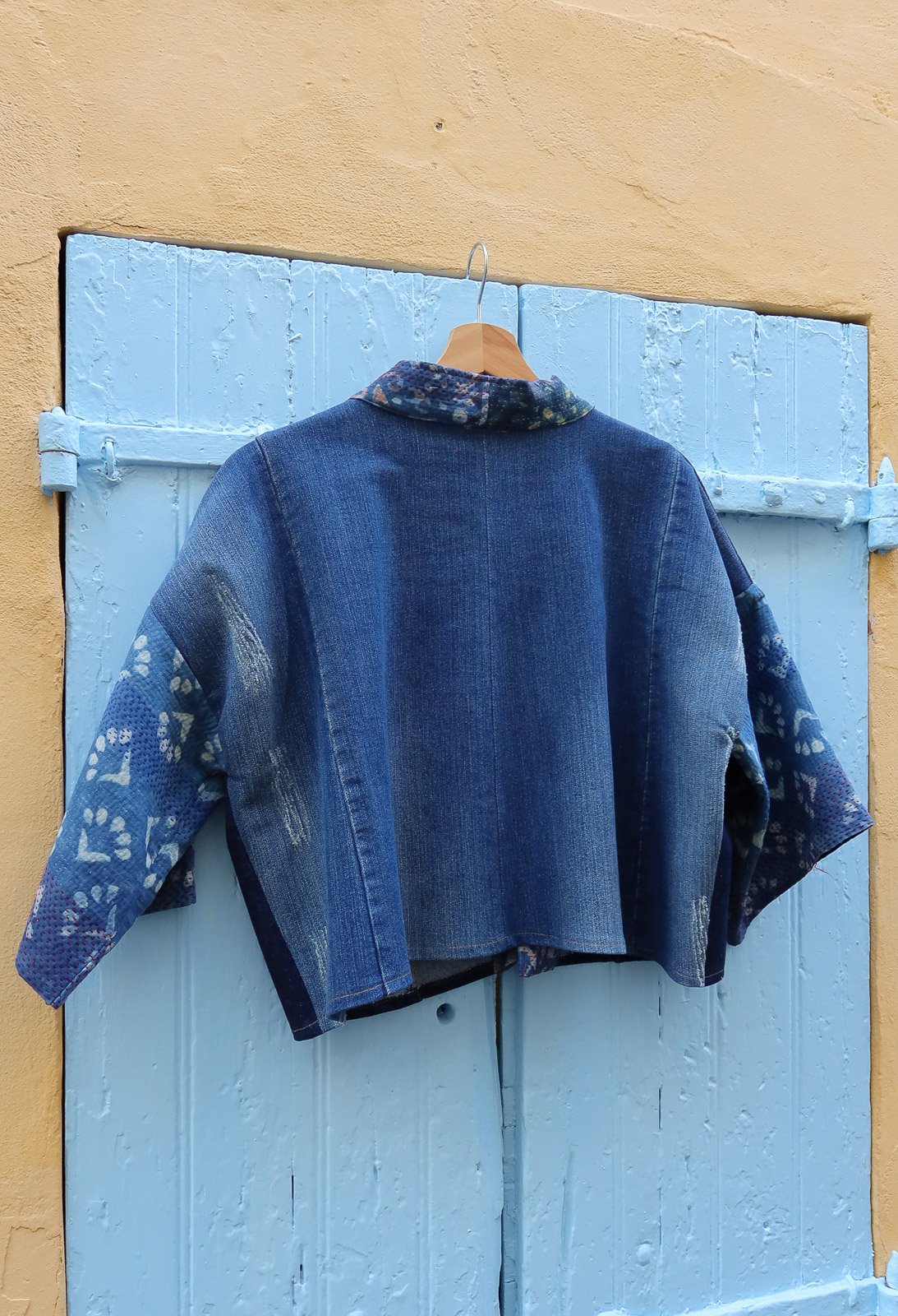 Kimono Kantha tissu upcyclé indien denim - Bird Song 4.jpg