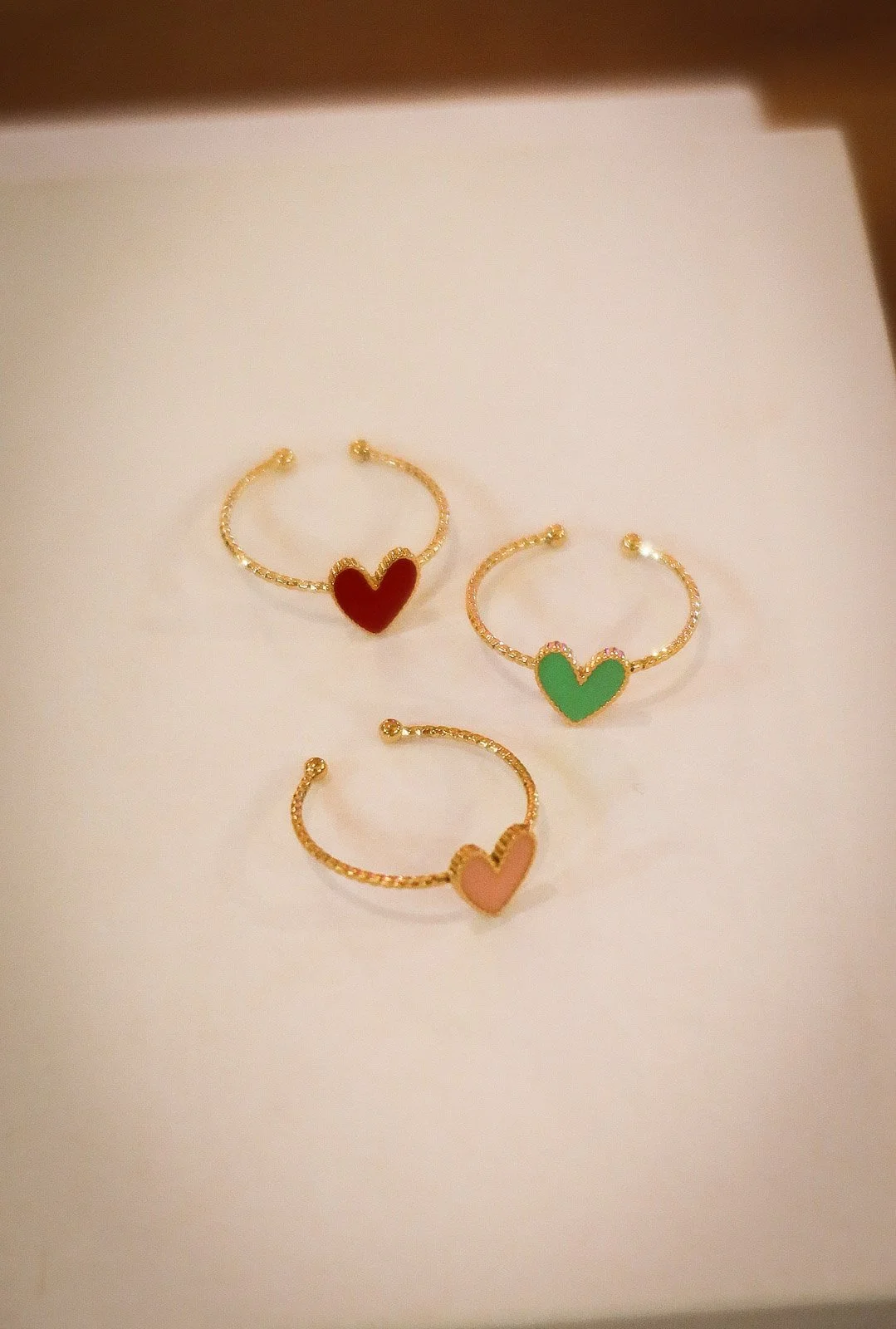 Bague fine cœur en acier inoxydable – Réglable