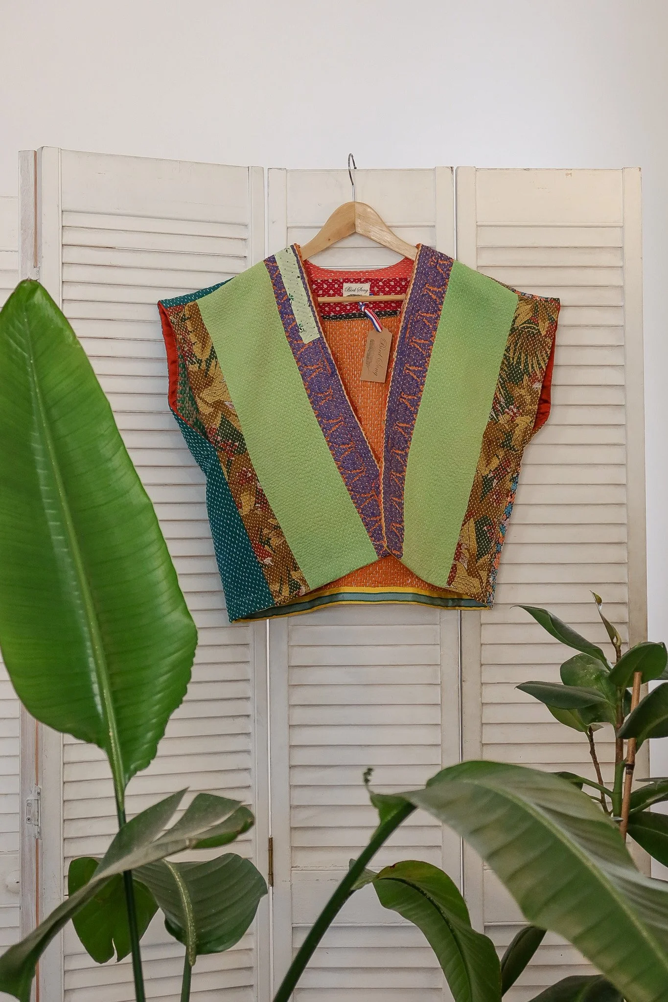 Gilet kimono Kantha sans manches