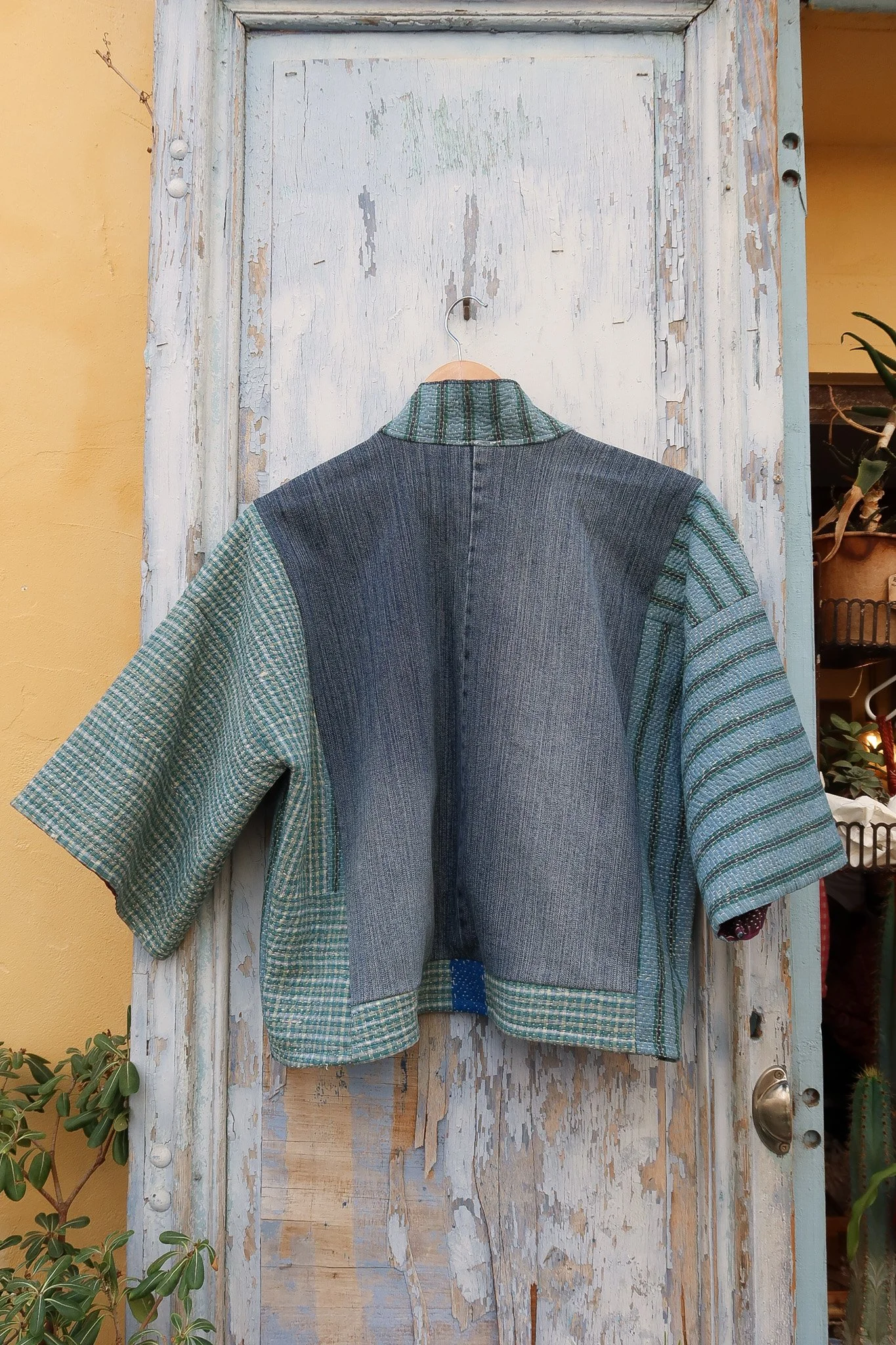 Kimono KANTHA - Tissu indien piqué main - Birdsong 3.jpg