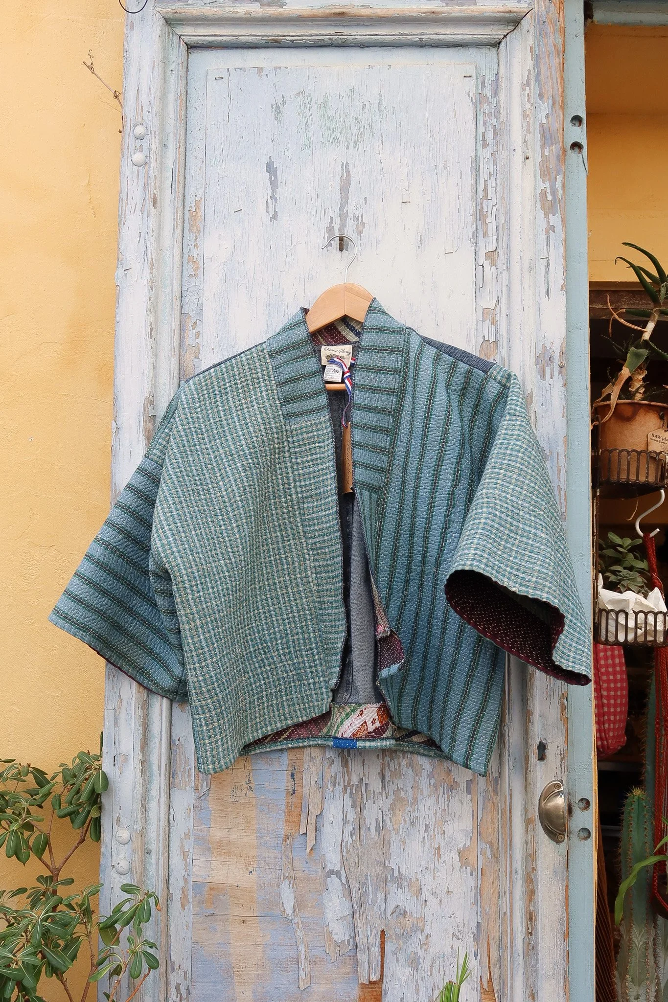 Kimono KANTHA - Tissu indien piqué main - Birdsong 1.jpg